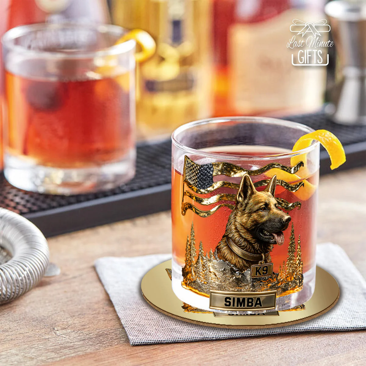 German Shepherd Art Custom Whiskey Glasses, Gift For Whiskey Lover, Custom Rocks Glasses, Gifts For Dog Owners