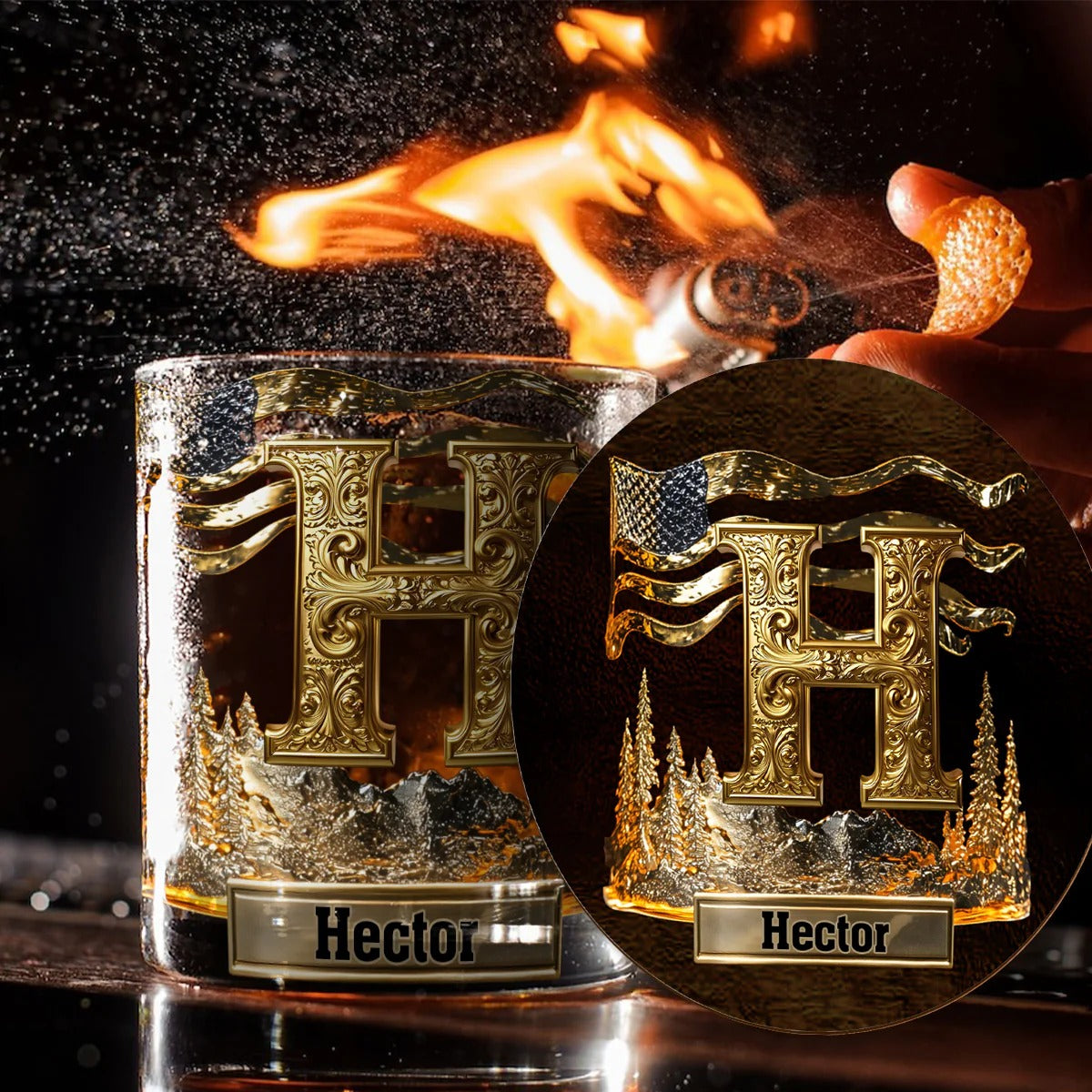 Alphabet Initial For Whiskey Lovers Personalized Whisky Whiskey Glass, Luxury Whiskey Glass