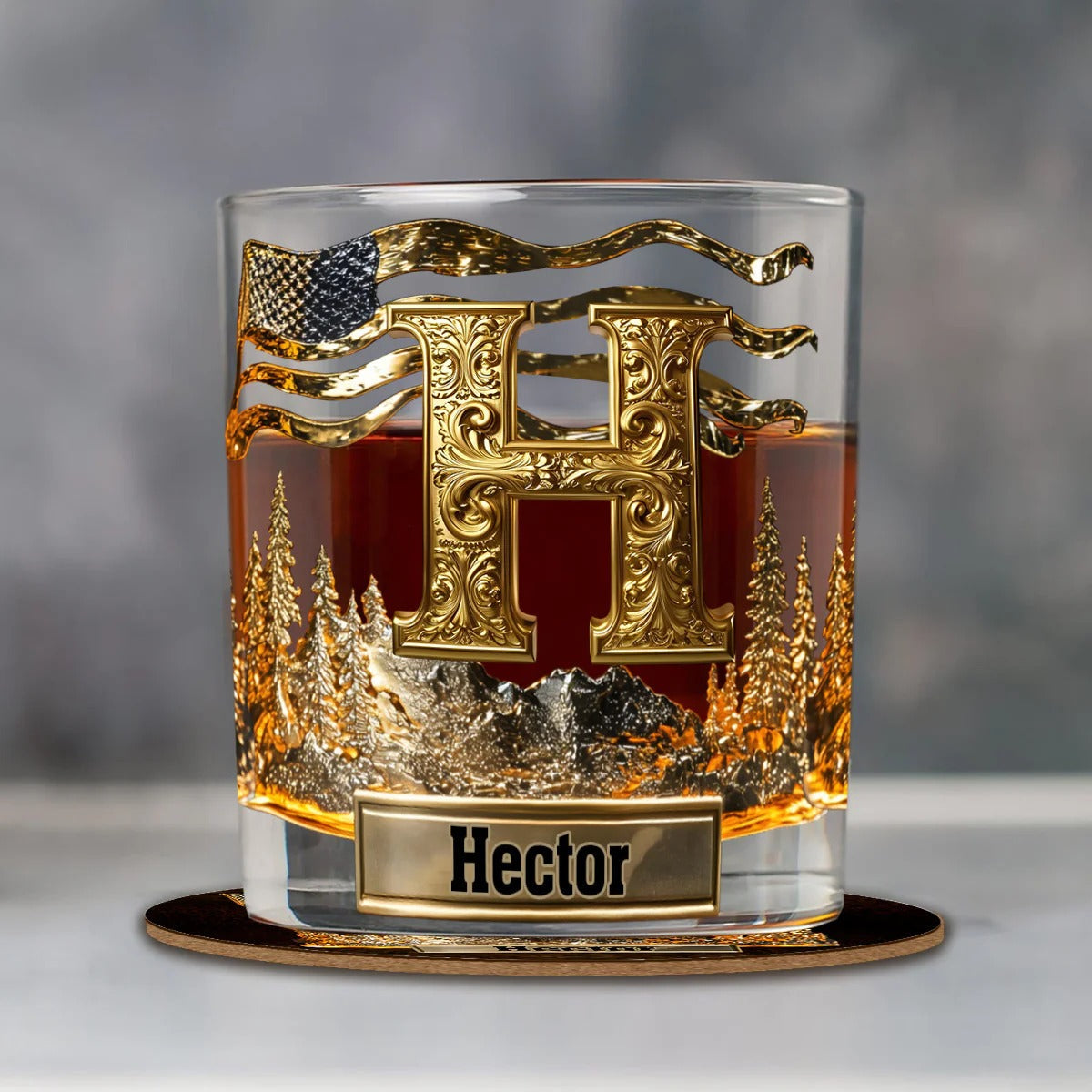 Alphabet Initial For Whiskey Lovers Personalized Whisky Whiskey Glass, Luxury Whiskey Glass