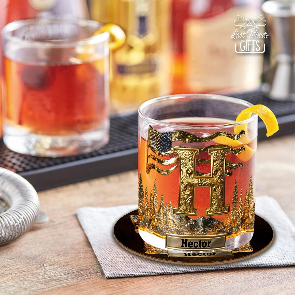 Alphabet Initial For Whiskey Lovers Personalized Whisky Whiskey Glass, Luxury Whiskey Glass