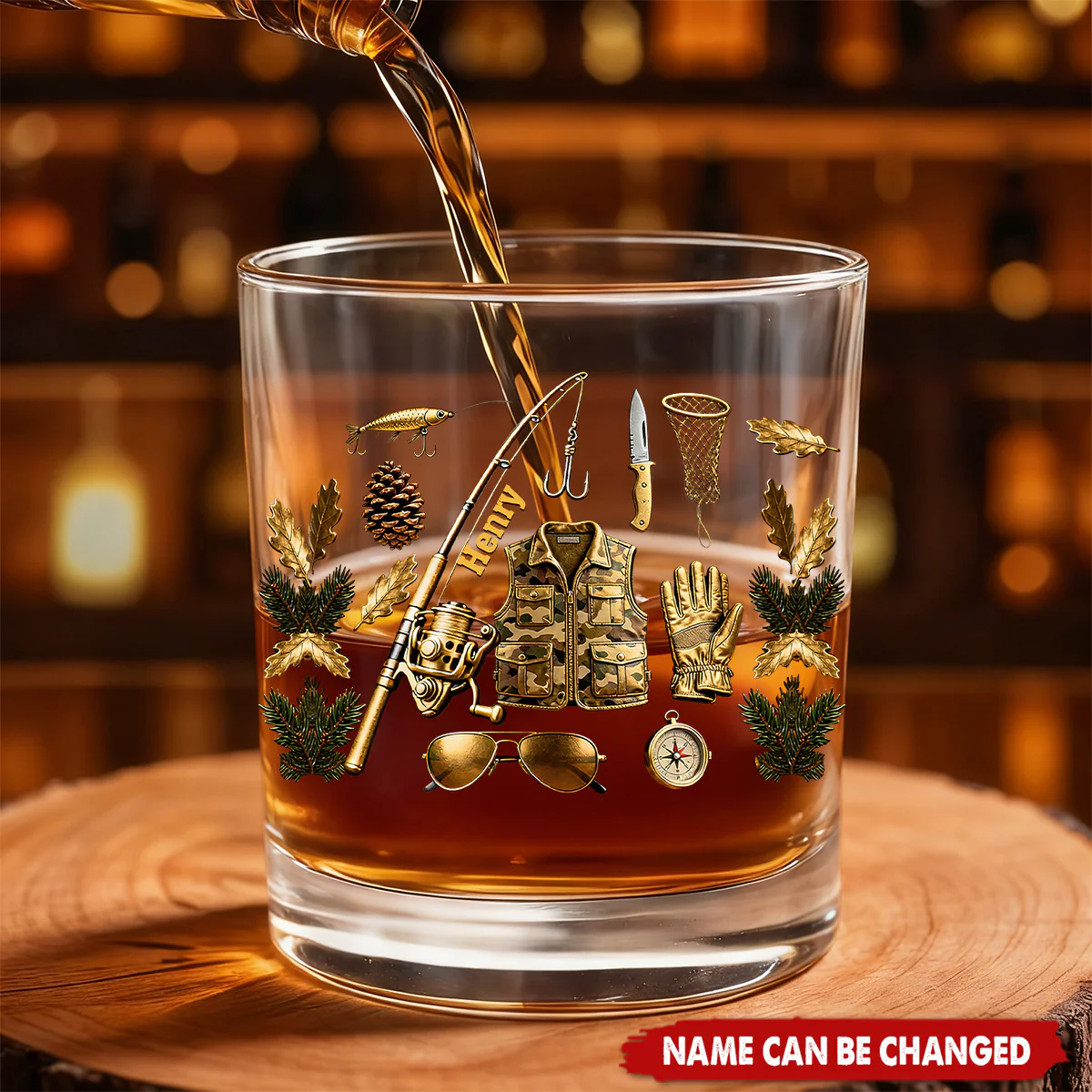 Personalized Fishing For Life Whiskey Glass, Luxury Whiskey Glass, Gifts For Fishing Lovers
