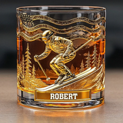 Ski Master Custom Whiskey Glass, Skiing Lover Personalized Whiskey Glasses, Gift For Skier