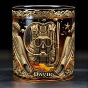 Scuba Suit Custom Whiskey Glasses, Gift For Whiskey Lover, Scuba Diving Gift, Custom Rocks Glasses
