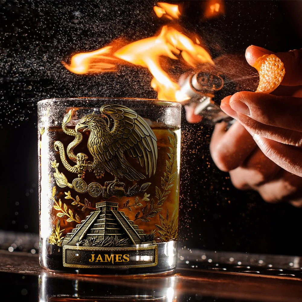 Mexico Proud Eagle Whiskey Glass, Luxury Whiskey Glass, Personalized Whiskey Glasses