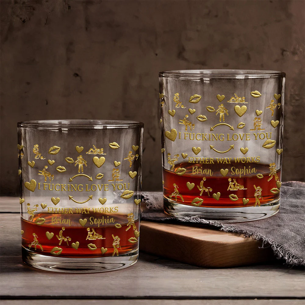 I F*king Love You Whiskey Glass, Personalized Whiskey Glasses, Couple Gift For Him, Valentine Gift Ideas For Him