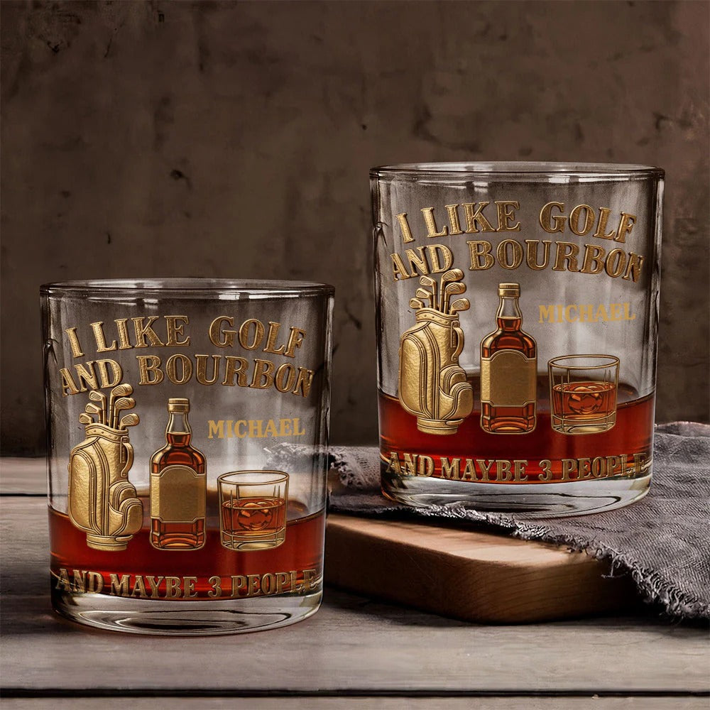 I Like Golf And Bourbon And Maybe 3 People Personalized Golf Whiskey Glass, Luxury Whiskey Glass, Gift For Golfer