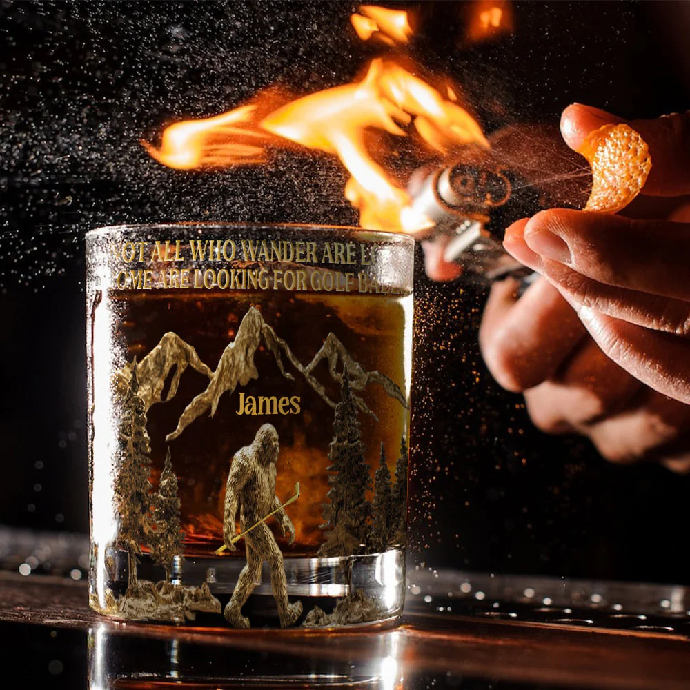 Not All Who Wander Are Lost Quote Custom Whiskey Glasses, Gift For Golf Lover, Custom Rocks Glasses