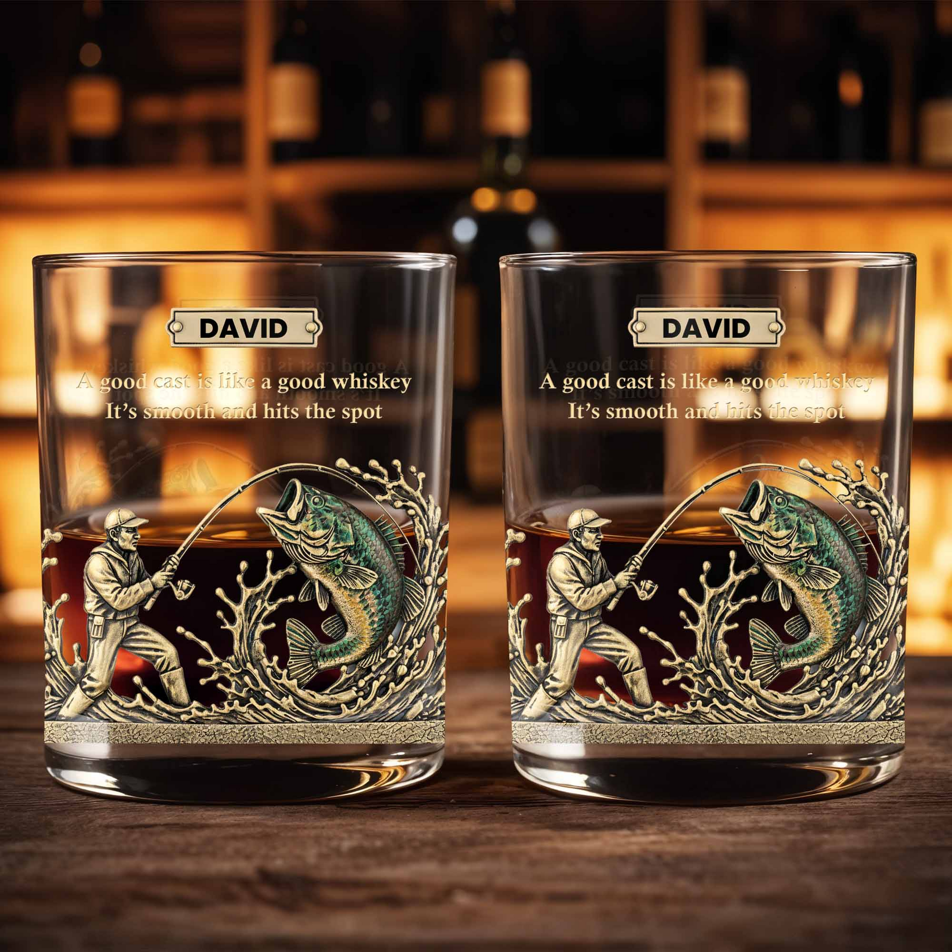 A Good Cast Is Like A Good Whiskey, Custom Name Whiskey Glass, Gift For Dad And Fishing Lovers