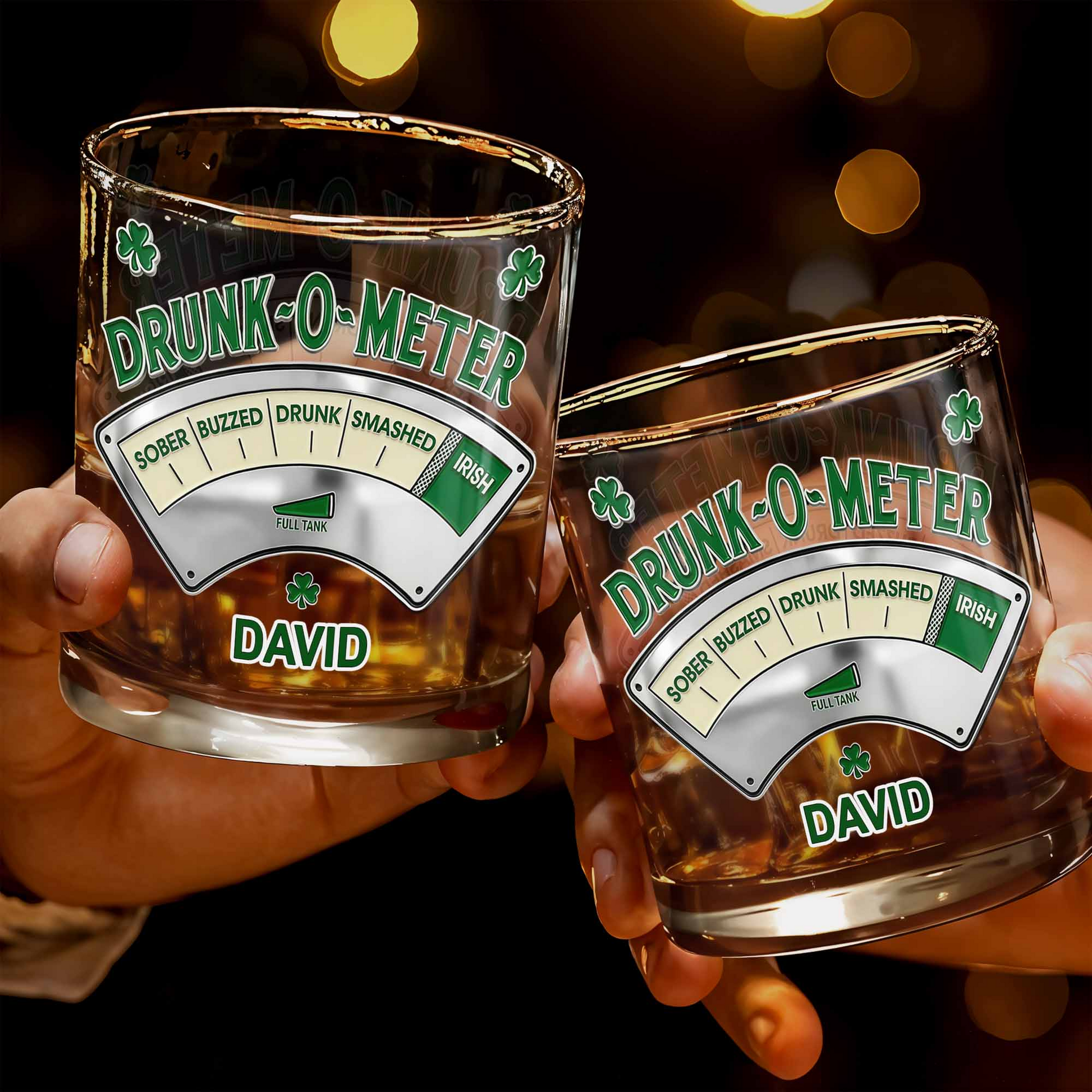 Drunk-O-Meter From Sober To Irish Custom Whiskey Glass, Gift For Party Enthusiasts, Whiskey Enthusiast Gifts