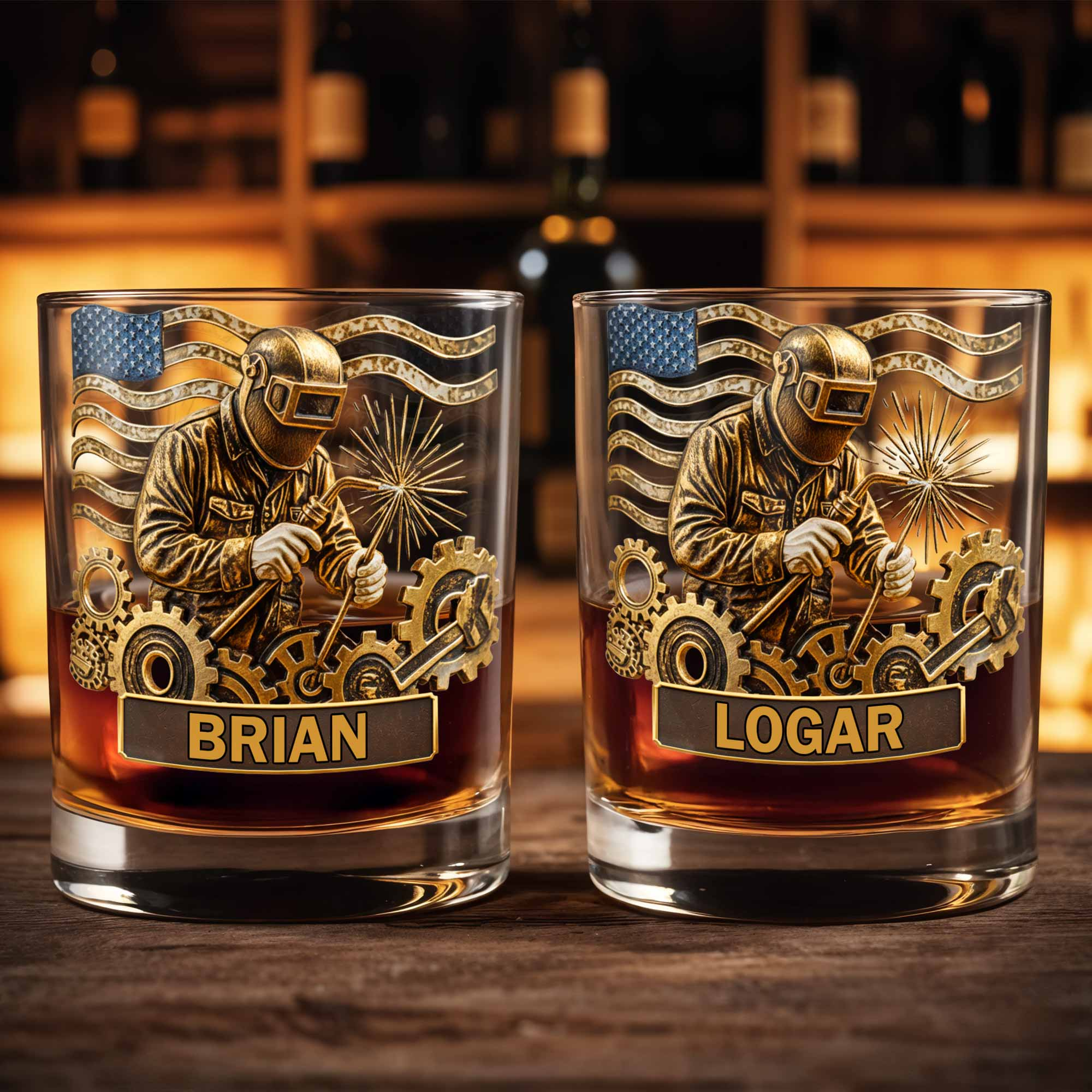 Capture The Spirit Of Craftsmanship And Patriotism, Custom Whiskey Glass, Gift For Veterans