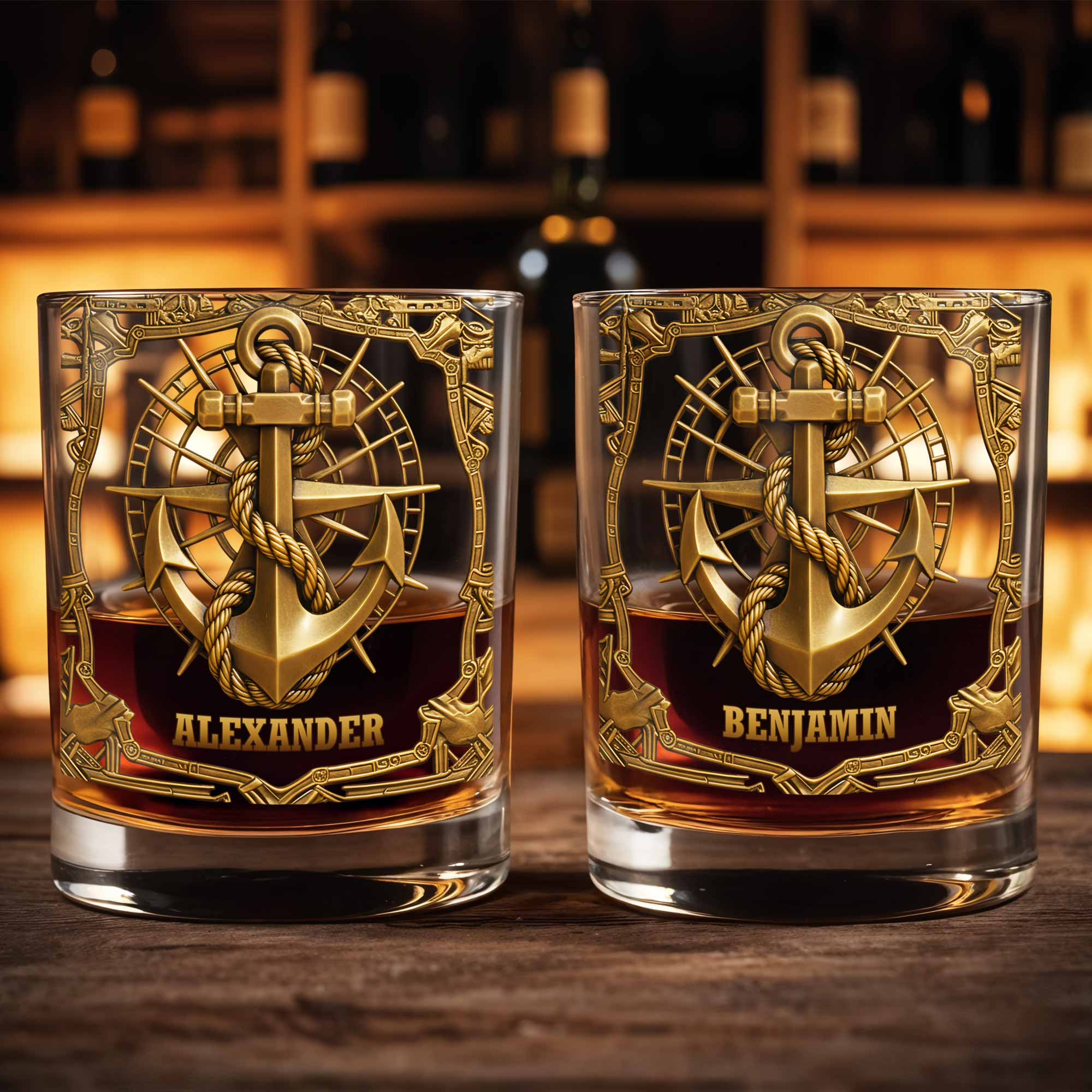 Sail the Seas of Life, Personalized Whiskey Glass, Gift for Sailor Whiskey Enthusiast Gifts