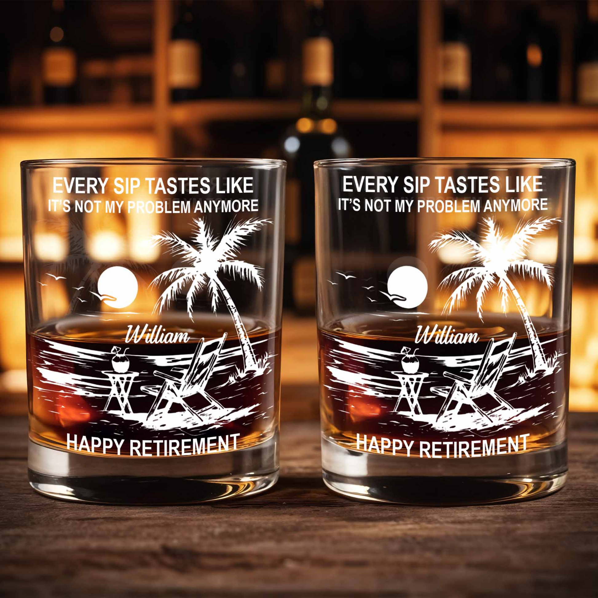 Every Sip Tastes Like Happy Retirement, Custom Name Whiskey Glass, Gift For Retirees