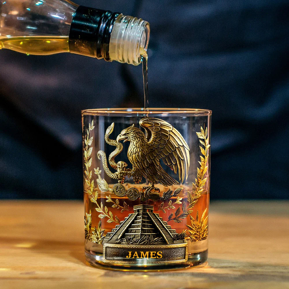 Mexico Proud Eagle Whiskey Glass, Luxury Whiskey Glass, Personalized Whiskey Glasses