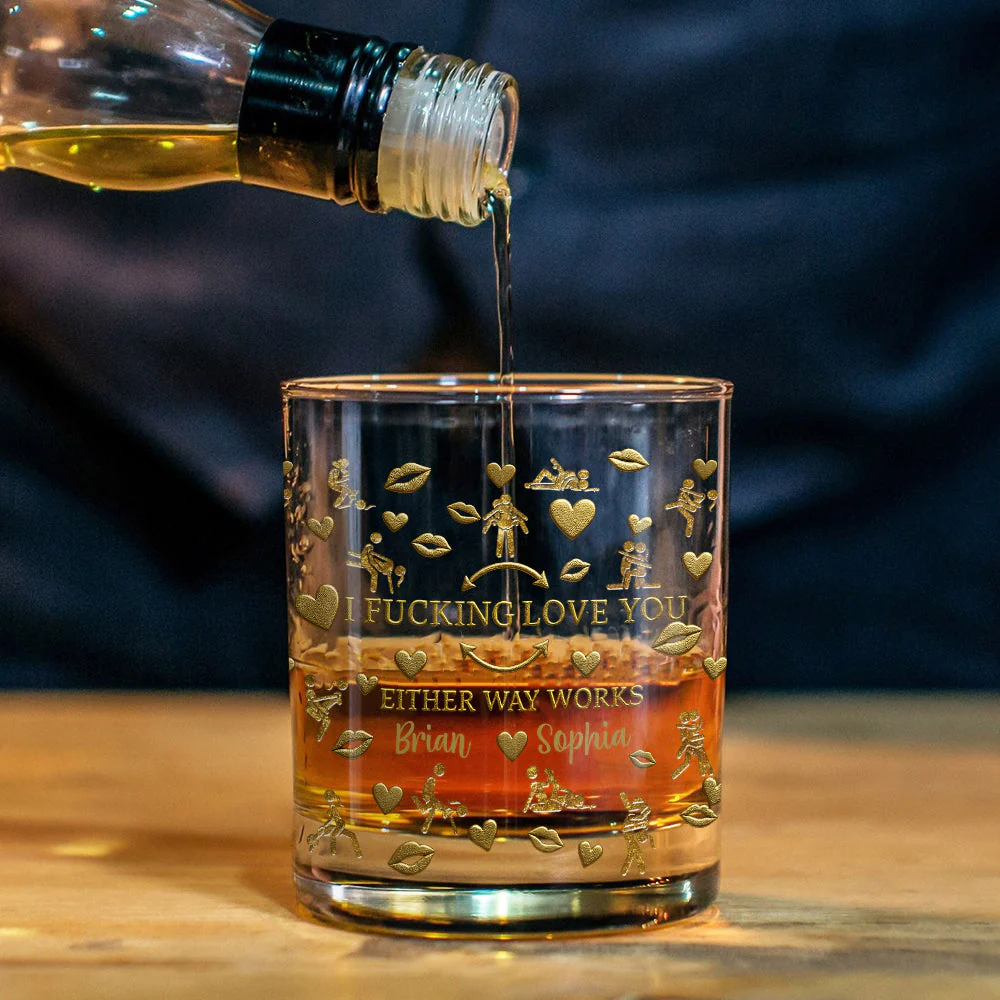 I F*king Love You Whiskey Glass, Personalized Whiskey Glasses, Couple Gift For Him, Valentine Gift Ideas For Him