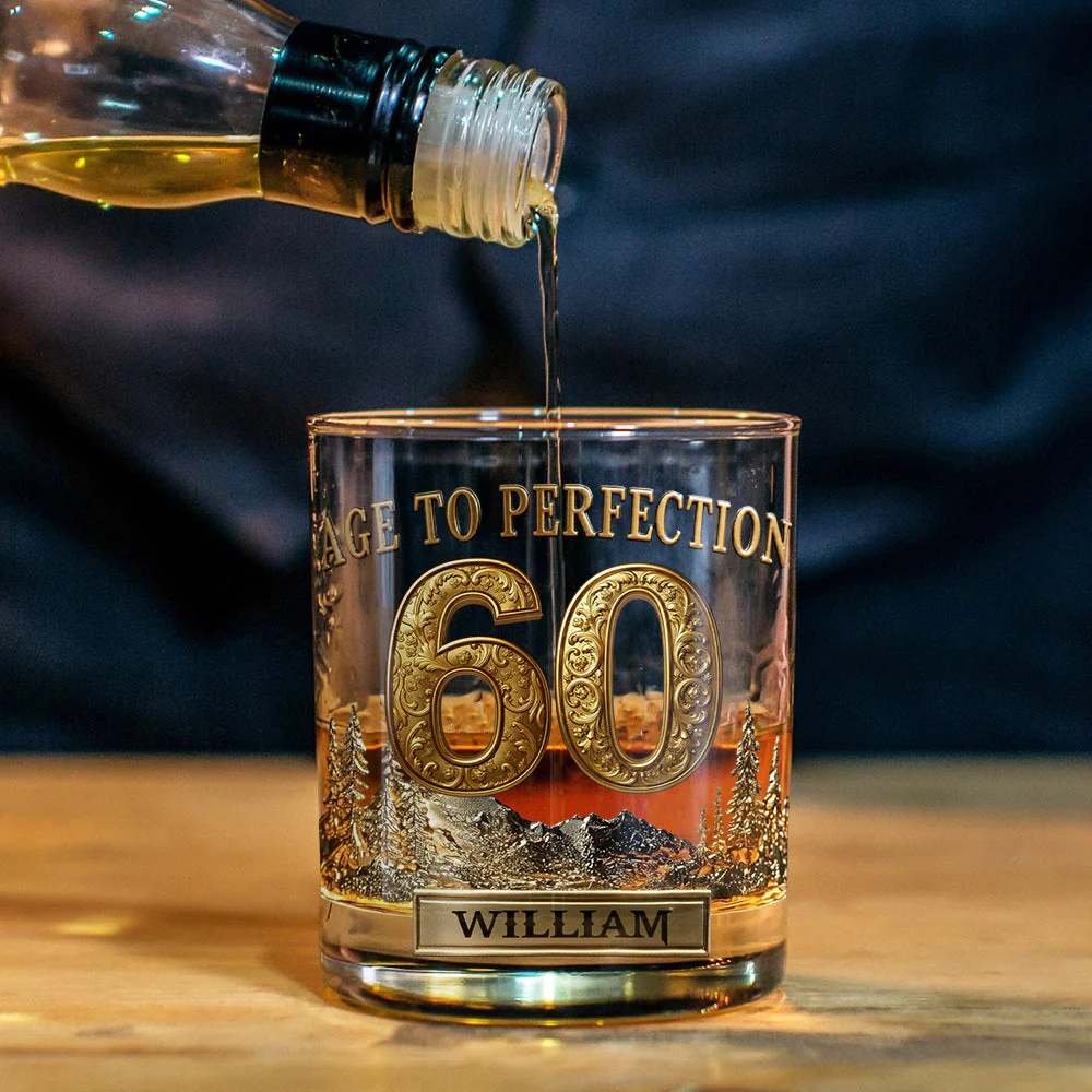 Age To Perfection Birthday Whiskey Glass, Luxury Whiskey Glass, Birthday Gift For Dad, Husband