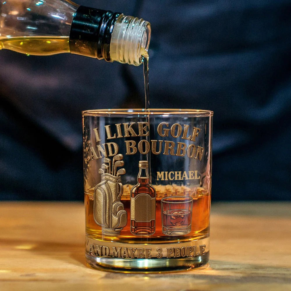 I Like Golf And Bourbon And Maybe 3 People Personalized Golf Whiskey Glass, Luxury Whiskey Glass, Gift For Golfer