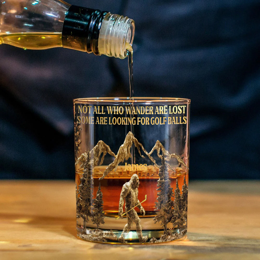 Not All Who Wander Are Lost Quote Custom Whiskey Glasses, Gift For Golf Lover, Custom Rocks Glasses