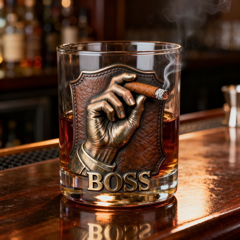 Smoke Lover Custom Whiskey Glasses, Vintage Man Custom Rocks Glasses, Whiskey Lover Gift