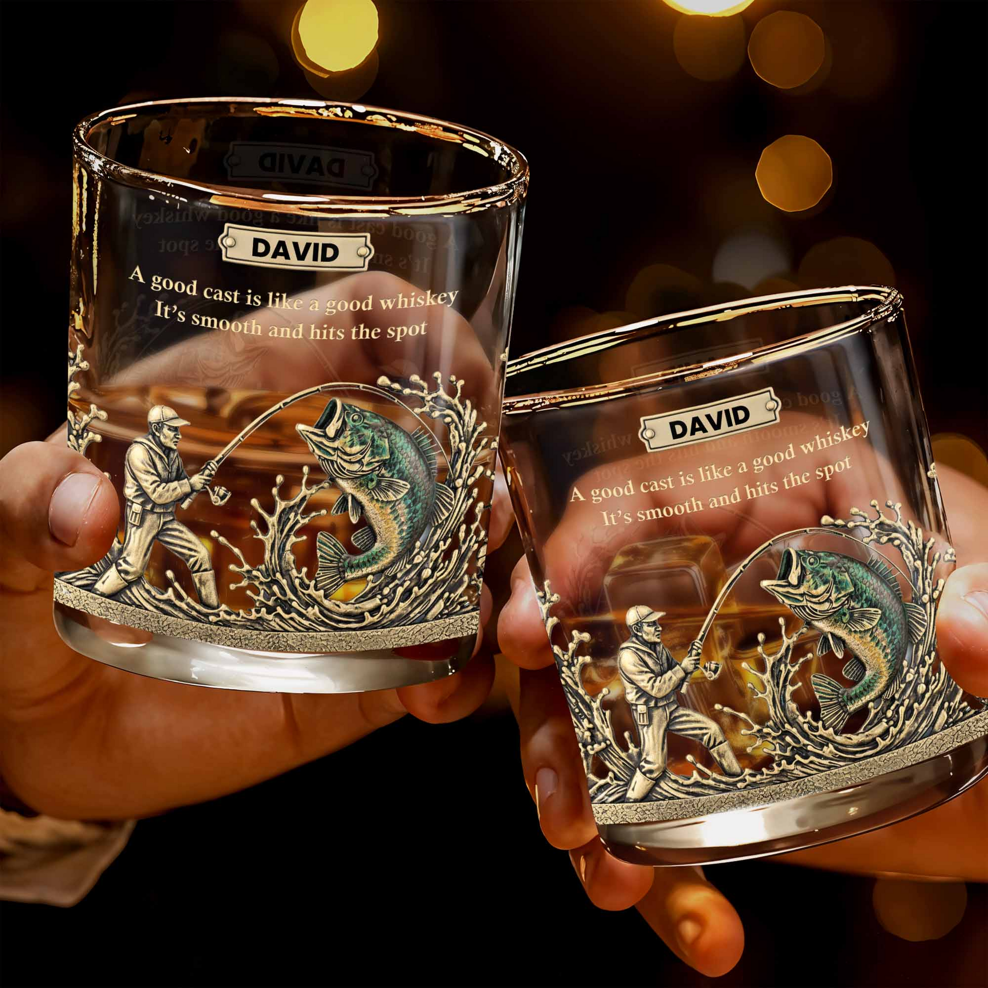 A Good Cast Is Like A Good Whiskey, Custom Name Whiskey Glass, Gift For Dad And Fishing Lovers