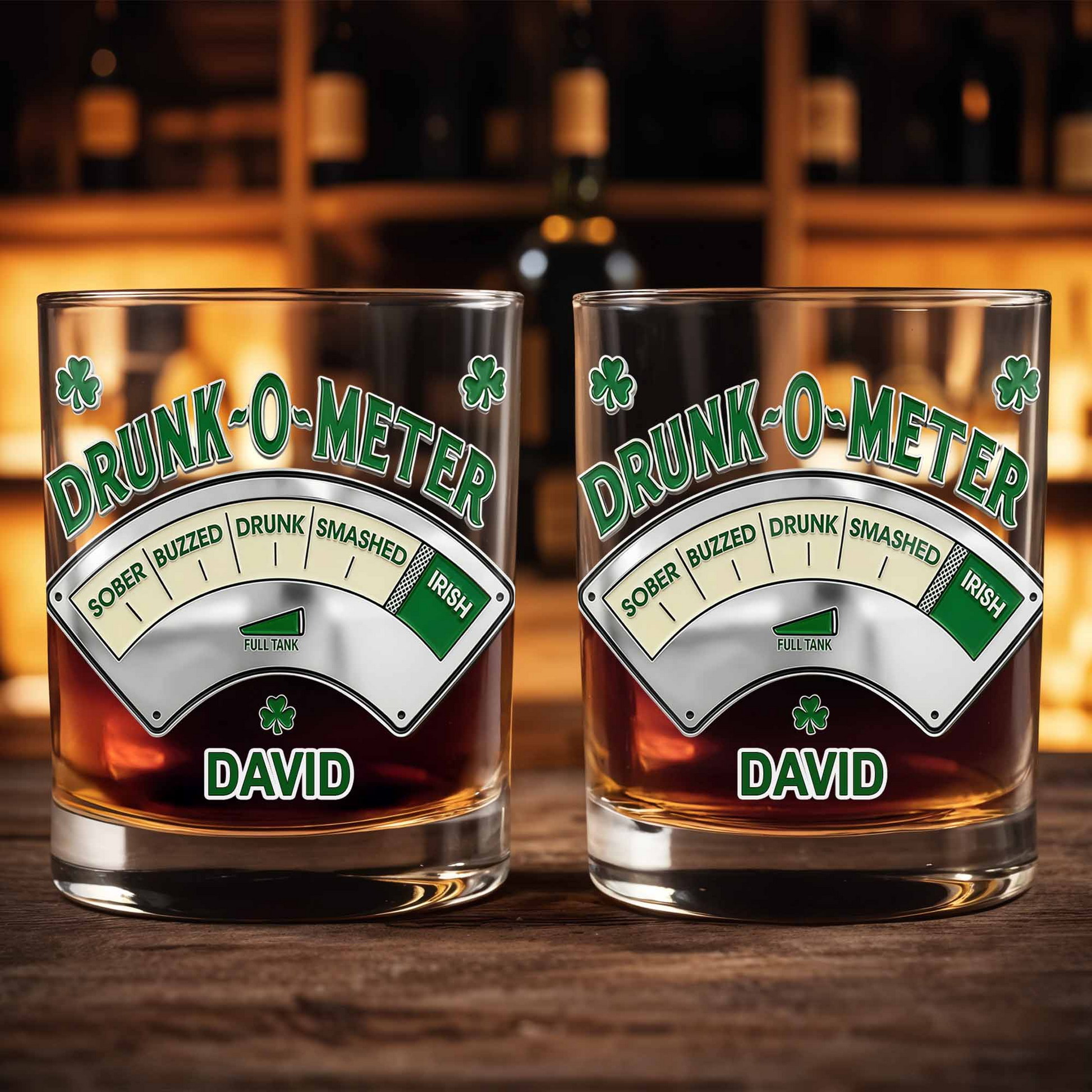 Drunk-O-Meter From Sober To Irish Custom Whiskey Glass, Gift For Party Enthusiasts, Whiskey Enthusiast Gifts