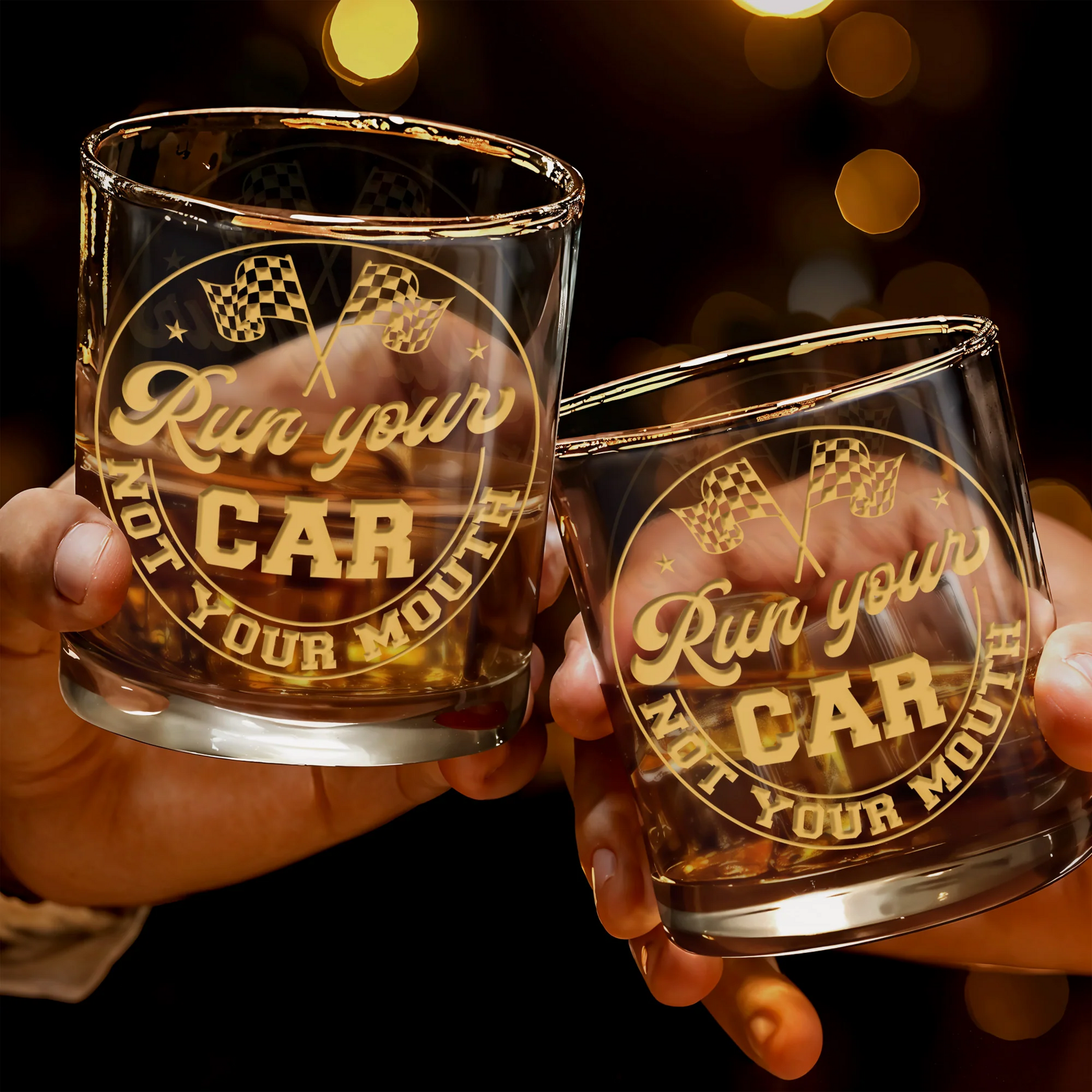 Run Your Car Not Your Mouth Whiskey Glass, Gift For Car Enthusiasts And Racing Fans
