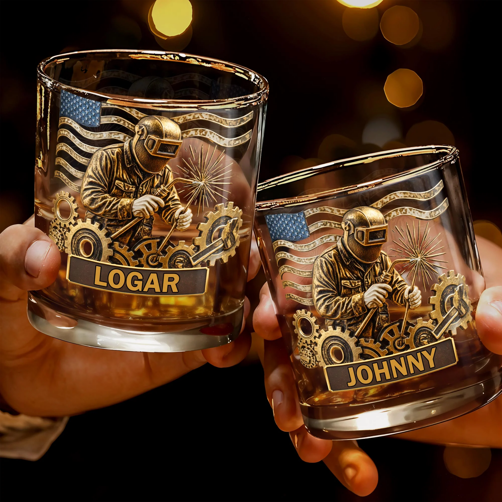 Capture The Spirit Of Craftsmanship And Patriotism, Custom Whiskey Glass, Gift For Veterans