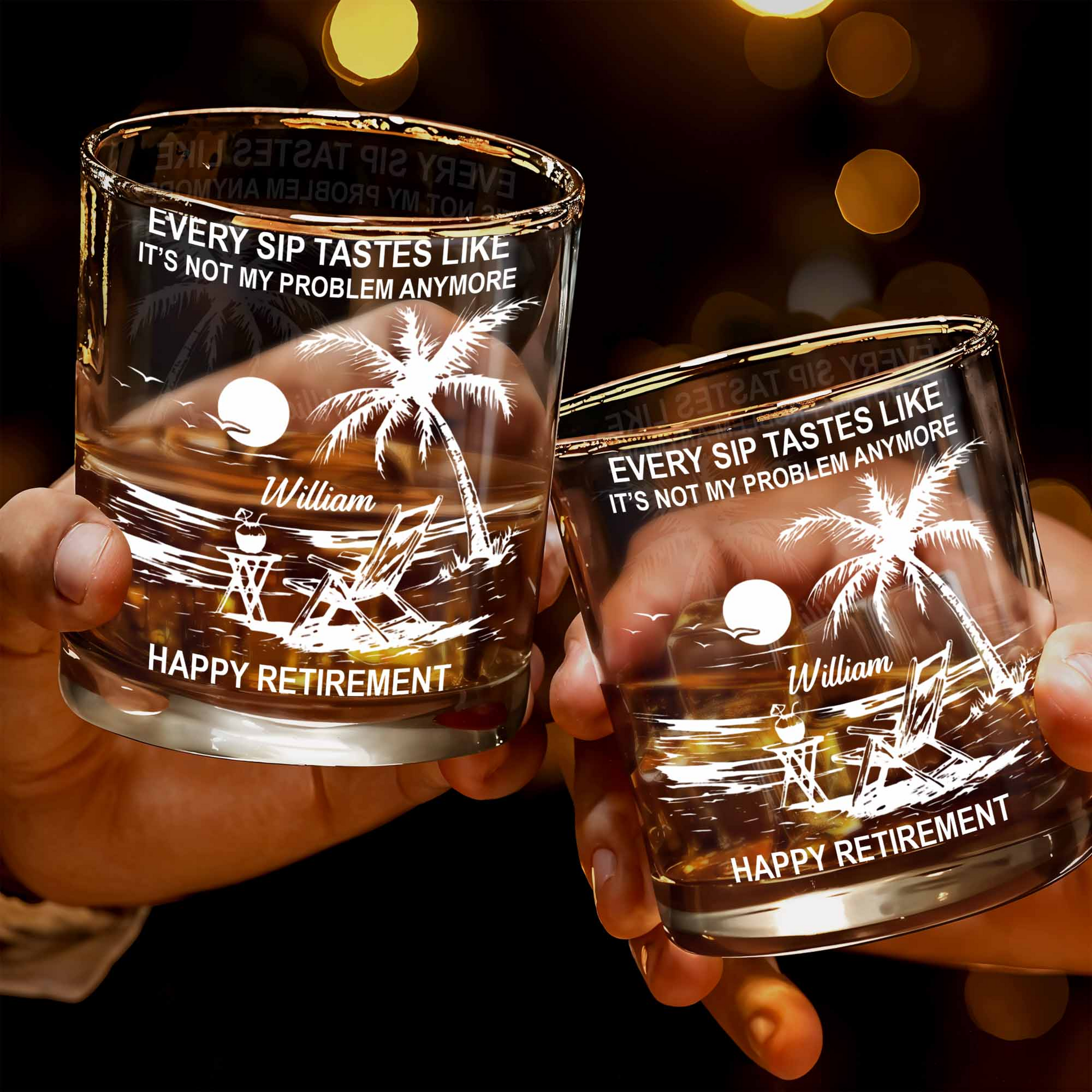 Every Sip Tastes Like Happy Retirement, Custom Name Whiskey Glass, Gift For Retirees