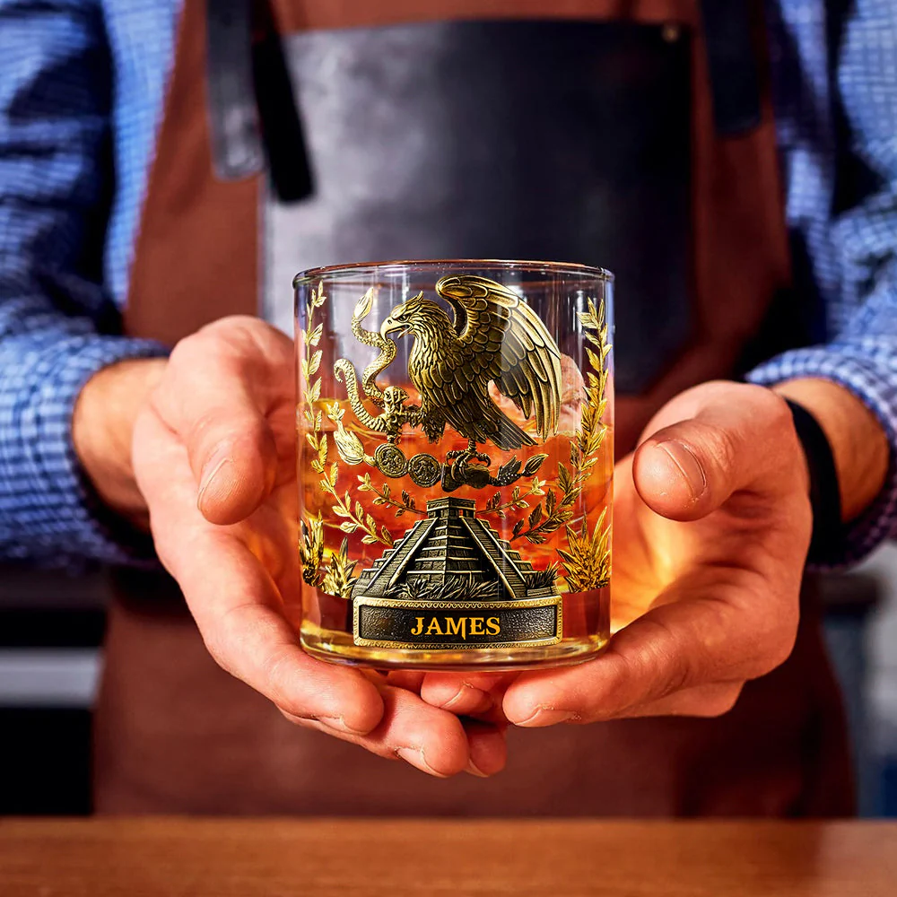 Mexico Proud Eagle Whiskey Glass, Luxury Whiskey Glass, Personalized Whiskey Glasses