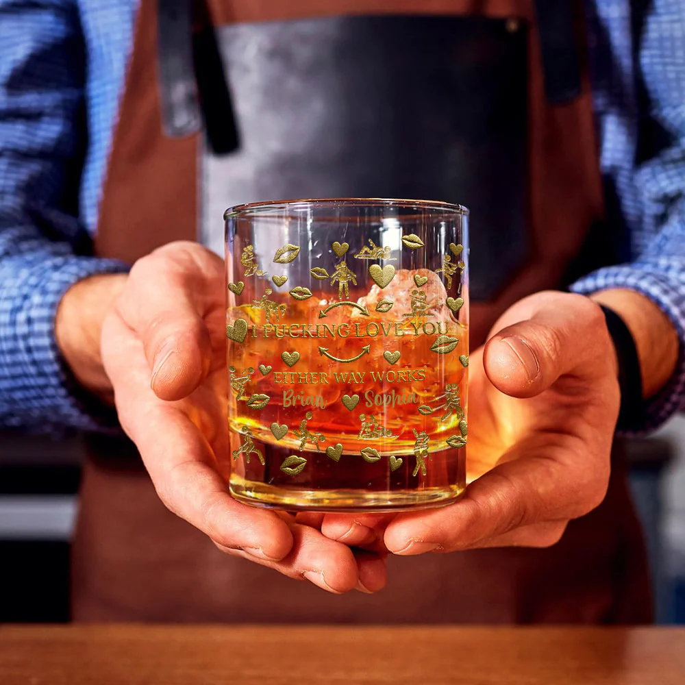 I F*king Love You Whiskey Glass, Personalized Whiskey Glasses, Couple Gift For Him, Valentine Gift Ideas For Him