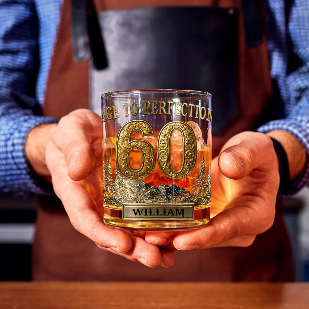 Age To Perfection Birthday Whiskey Glass, Luxury Whiskey Glass, Birthday Gift For Dad, Husband