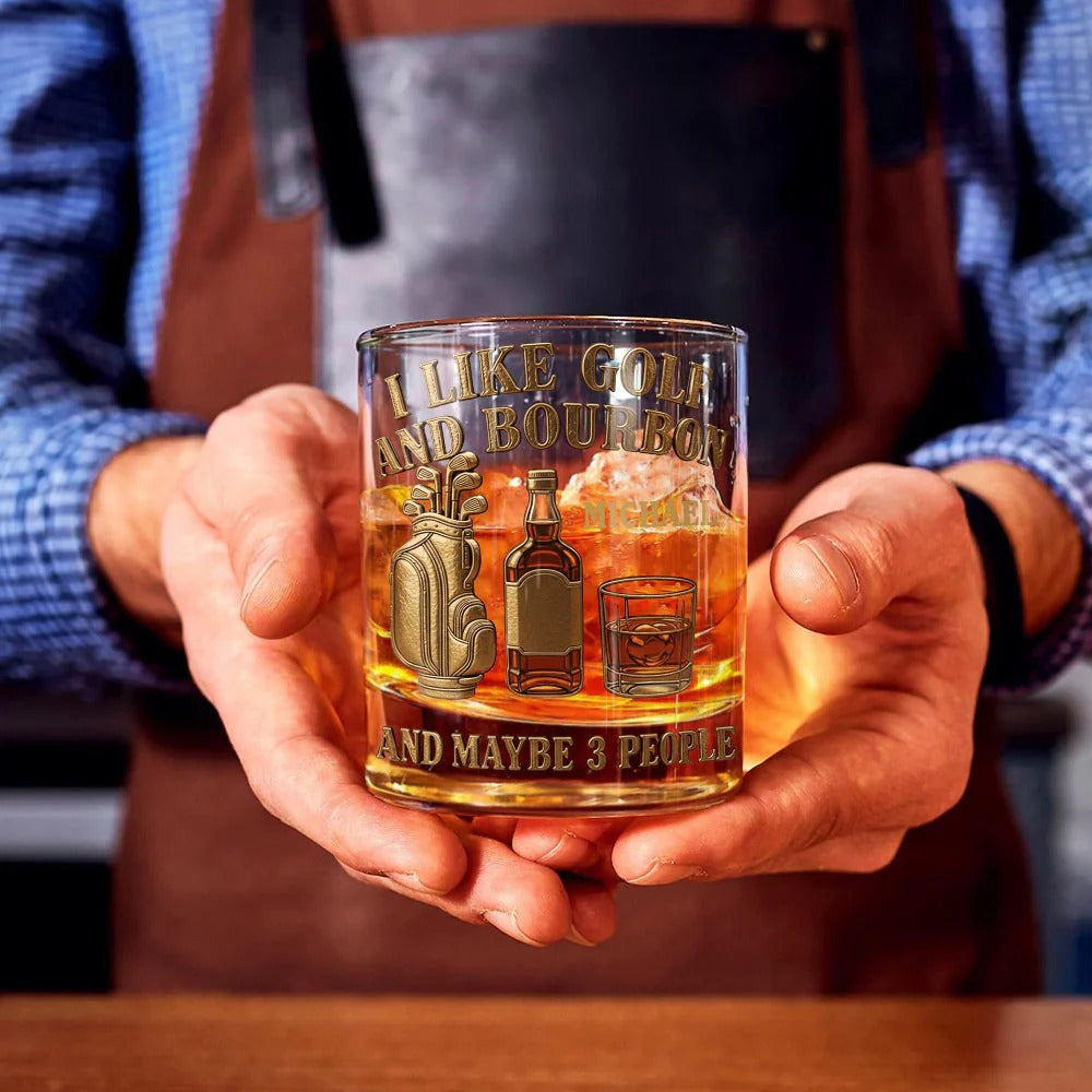 I Like Golf And Bourbon And Maybe 3 People Personalized Golf Whiskey Glass, Luxury Whiskey Glass, Gift For Golfer