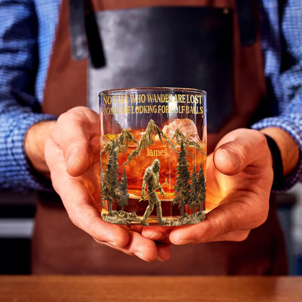 Not All Who Wander Are Lost Quote Custom Whiskey Glasses, Gift For Golf Lover, Custom Rocks Glasses
