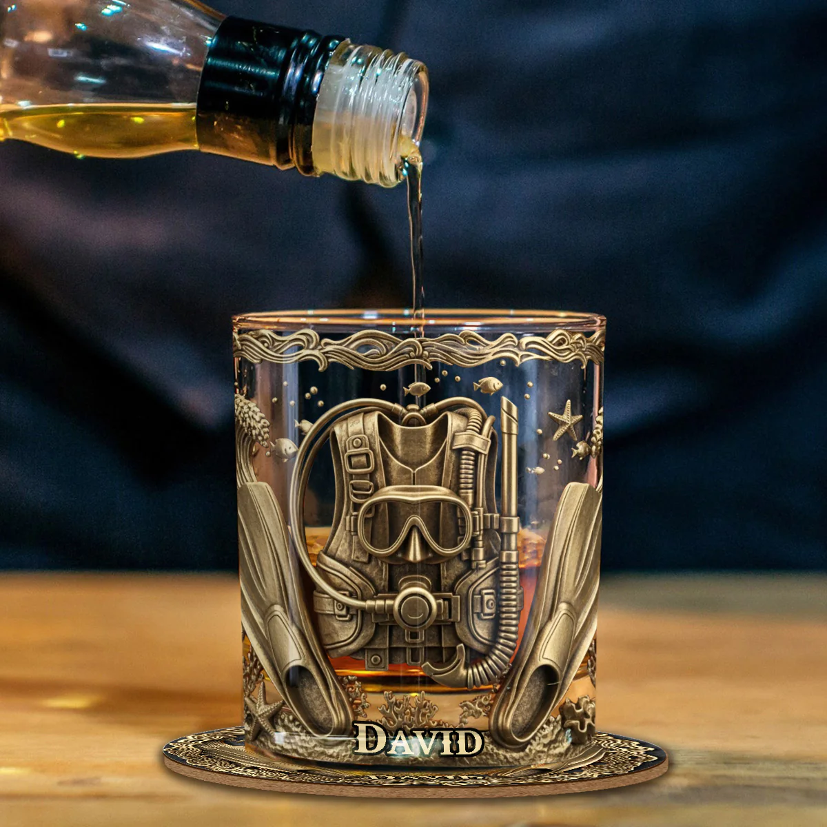 Scuba Suit Custom Whiskey Glasses, Gift For Whiskey Lover, Scuba Diving Gift, Custom Rocks Glasses