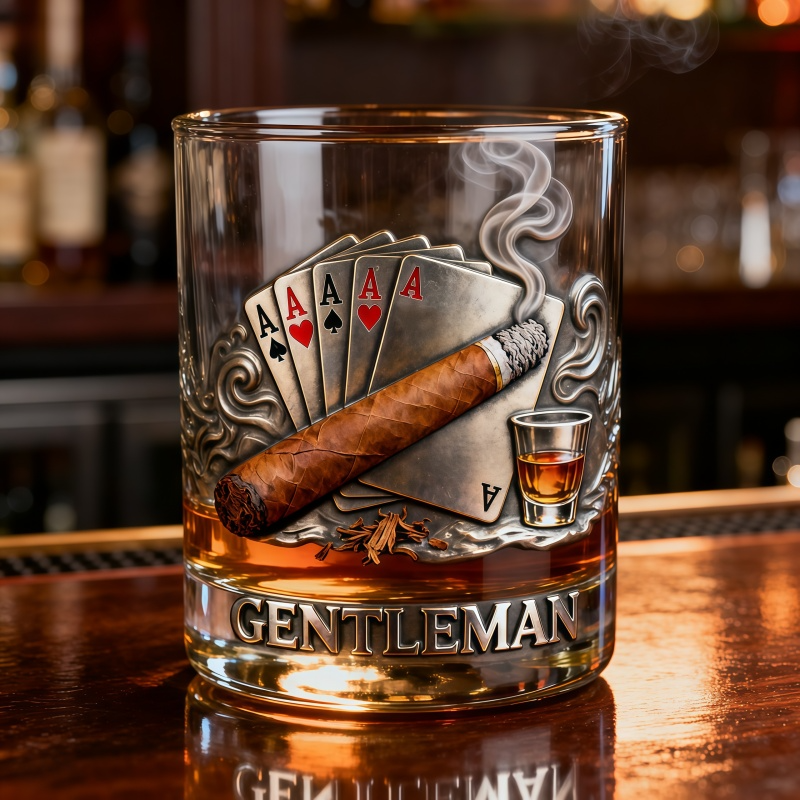Smoke Lover Custom Whiskey Glasses, Vintage Man Custom Rocks Glasses, Whiskey Lover Gift