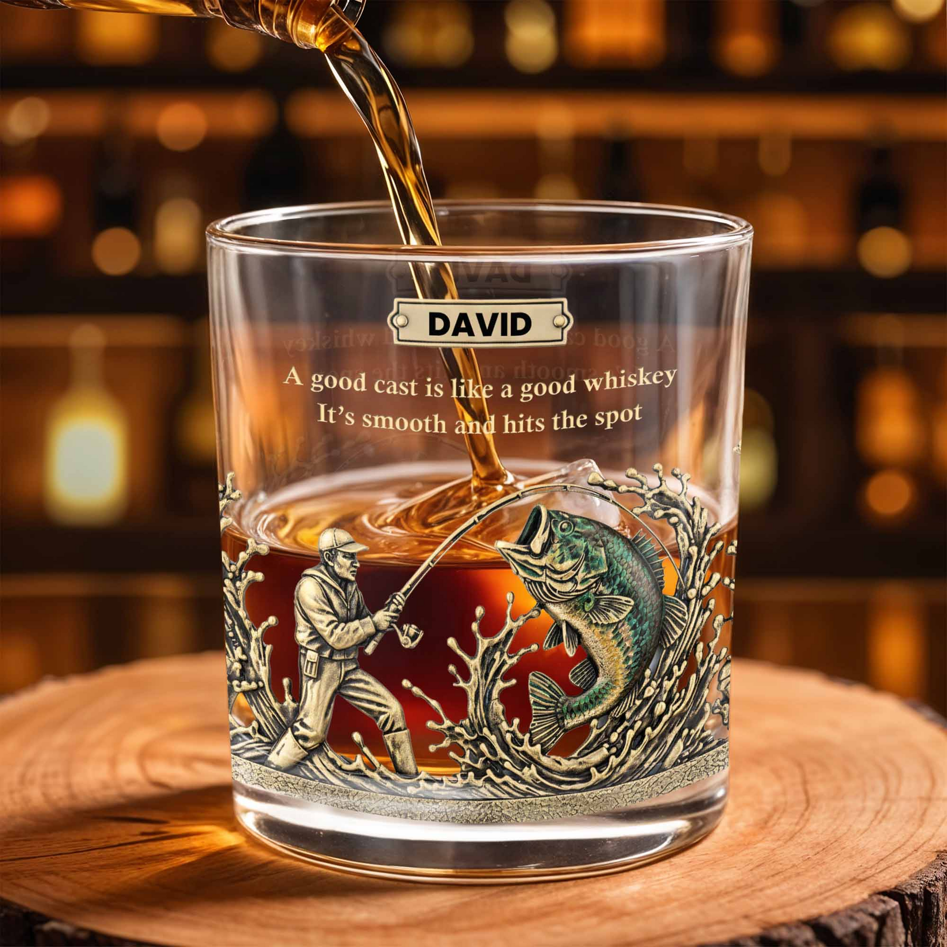 A Good Cast Is Like A Good Whiskey, Custom Name Whiskey Glass, Gift For Dad And Fishing Lovers