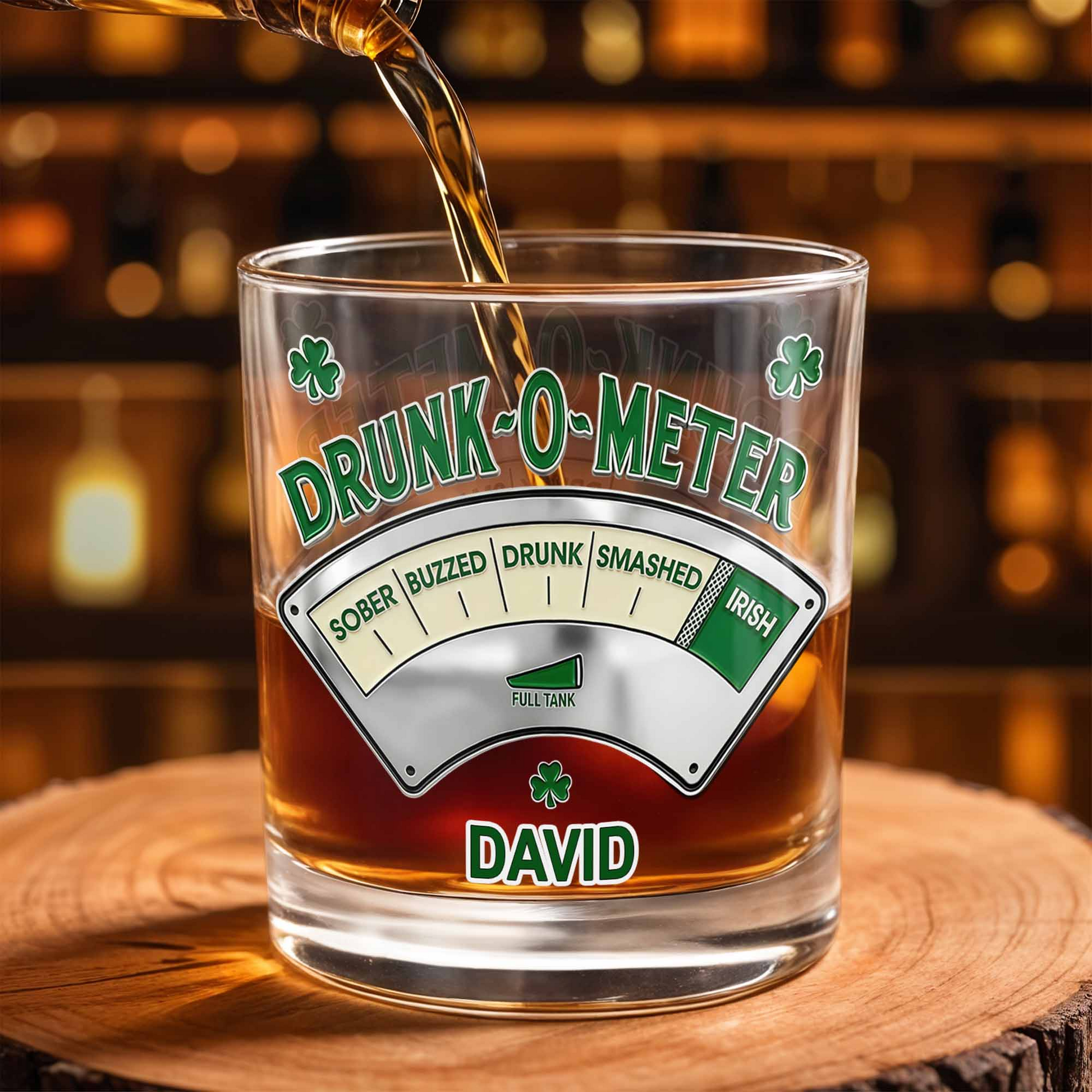Drunk-O-Meter From Sober To Irish Custom Whiskey Glass, Gift For Party Enthusiasts, Whiskey Enthusiast Gifts
