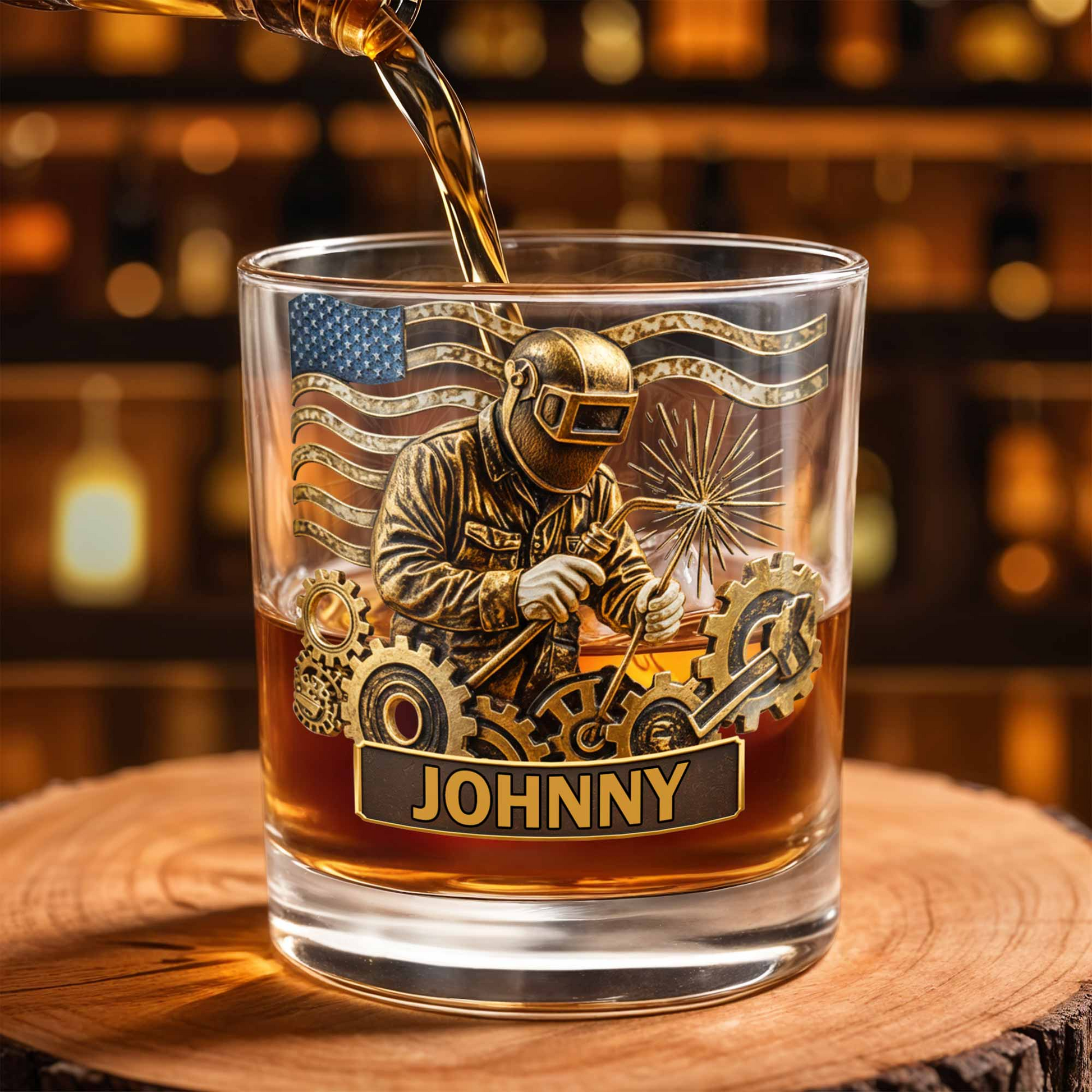 Capture The Spirit Of Craftsmanship And Patriotism, Custom Whiskey Glass, Gift For Veterans