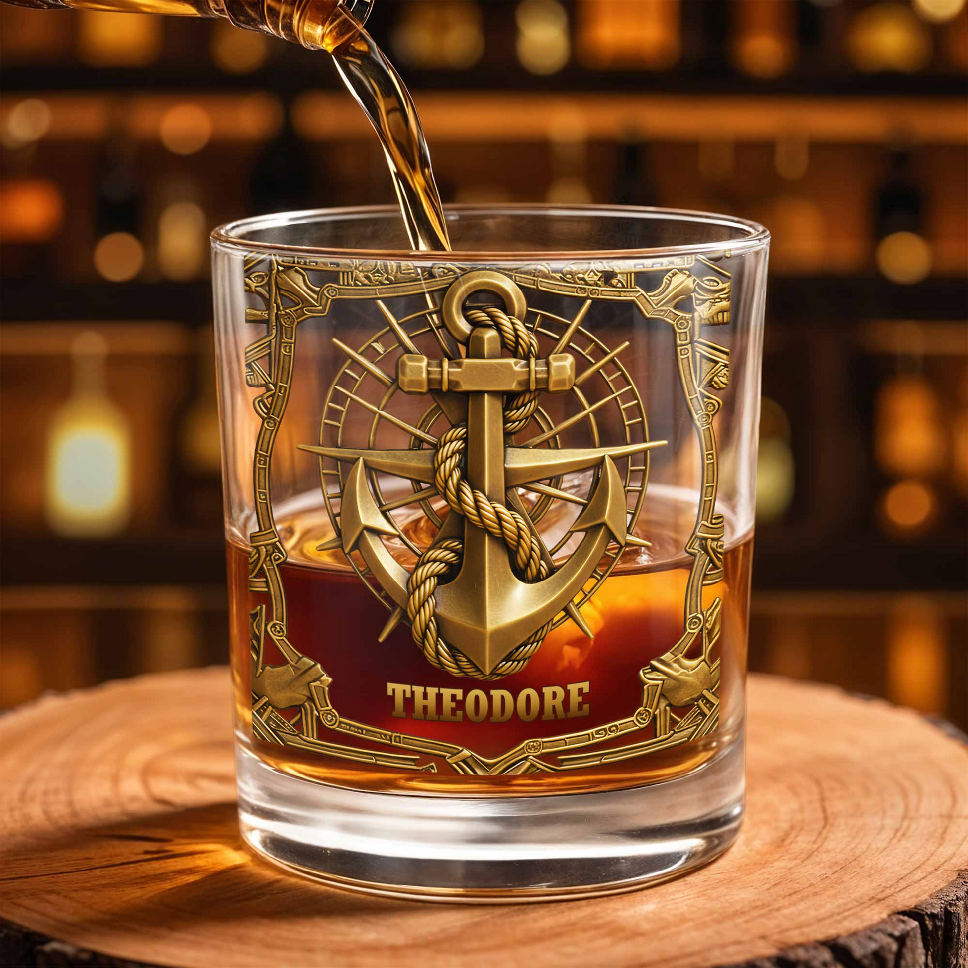 Sail the Seas of Life, Personalized Whiskey Glass, Gift for Sailor Whiskey Enthusiast Gifts