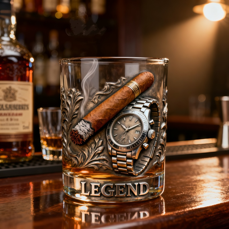 Smoke Lover Custom Whiskey Glasses, Vintage Man Custom Rocks Glasses, Whiskey Lover Gift