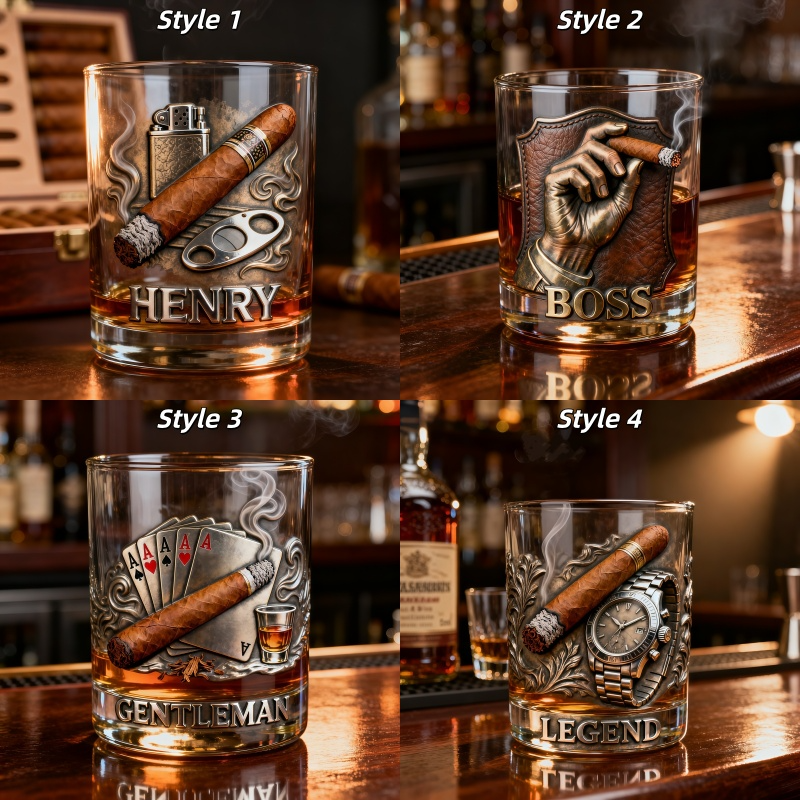 Smoke Lover Custom Whiskey Glasses, Vintage Man Custom Rocks Glasses, Whiskey Lover Gift