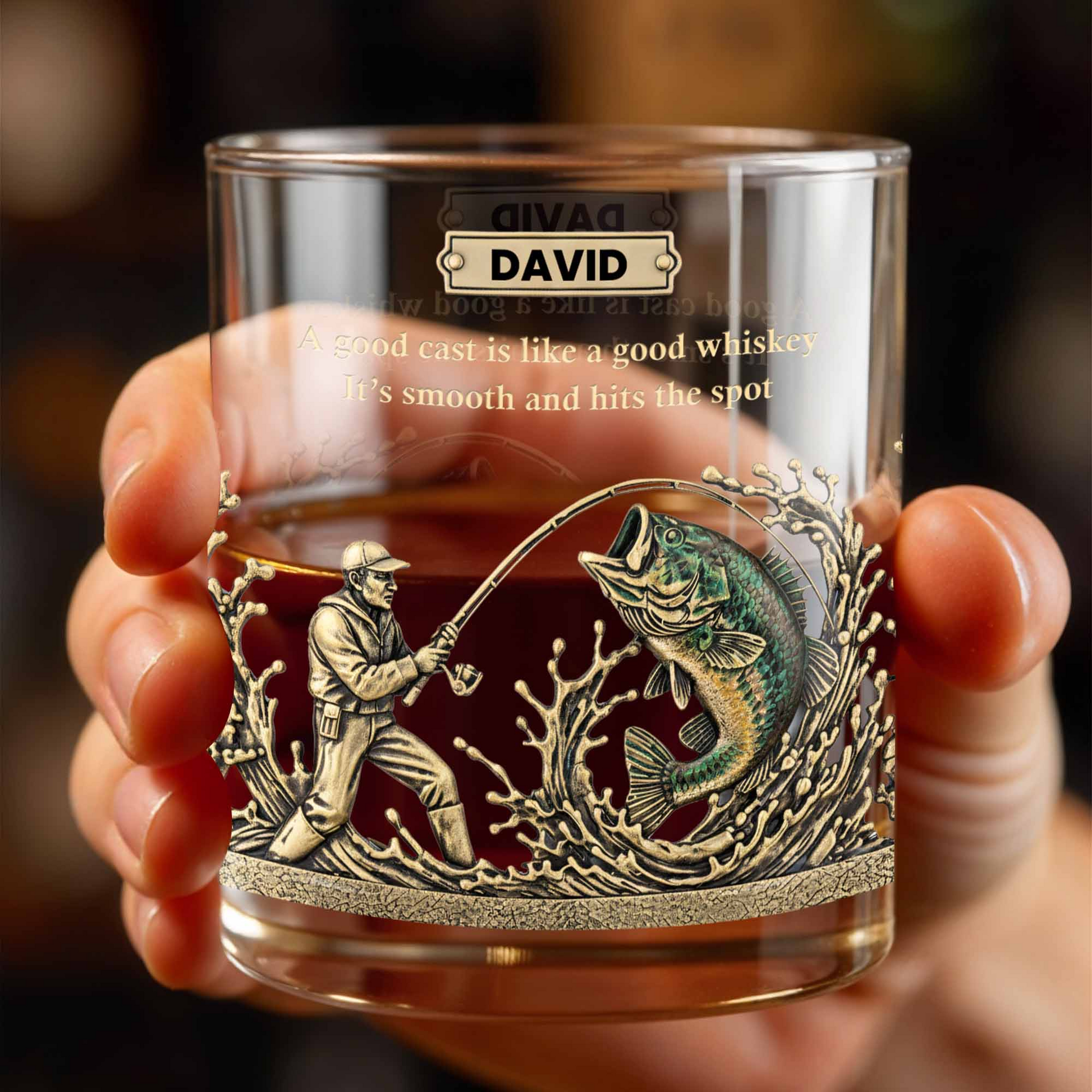 A Good Cast Is Like A Good Whiskey, Custom Name Whiskey Glass, Gift For Dad And Fishing Lovers