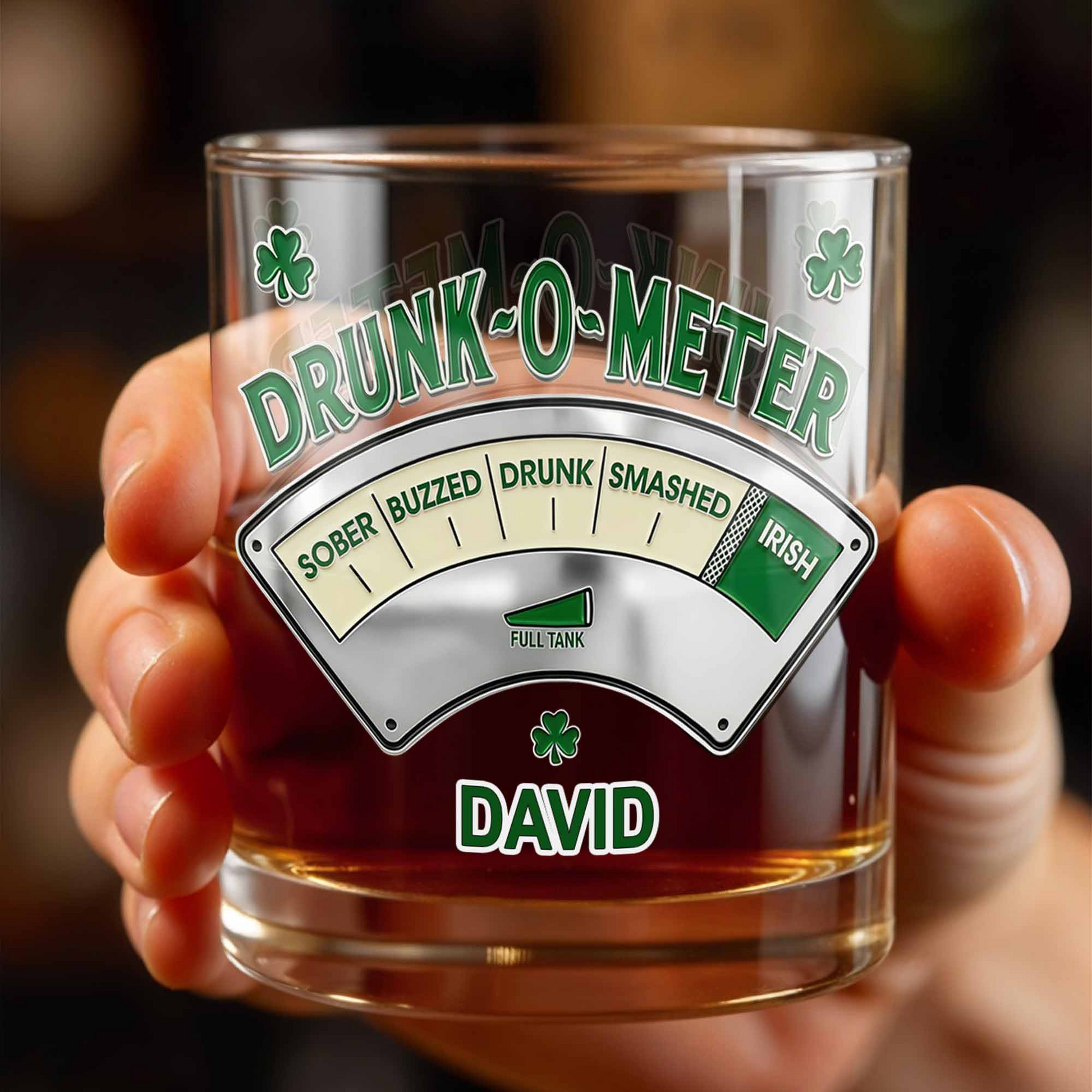 Drunk-O-Meter From Sober To Irish Custom Whiskey Glass, Gift For Party Enthusiasts, Whiskey Enthusiast Gifts