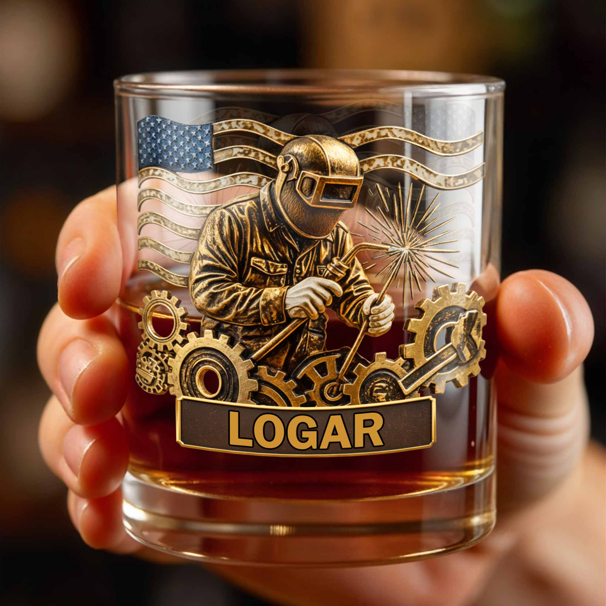 Capture The Spirit Of Craftsmanship And Patriotism, Custom Whiskey Glass, Gift For Veterans