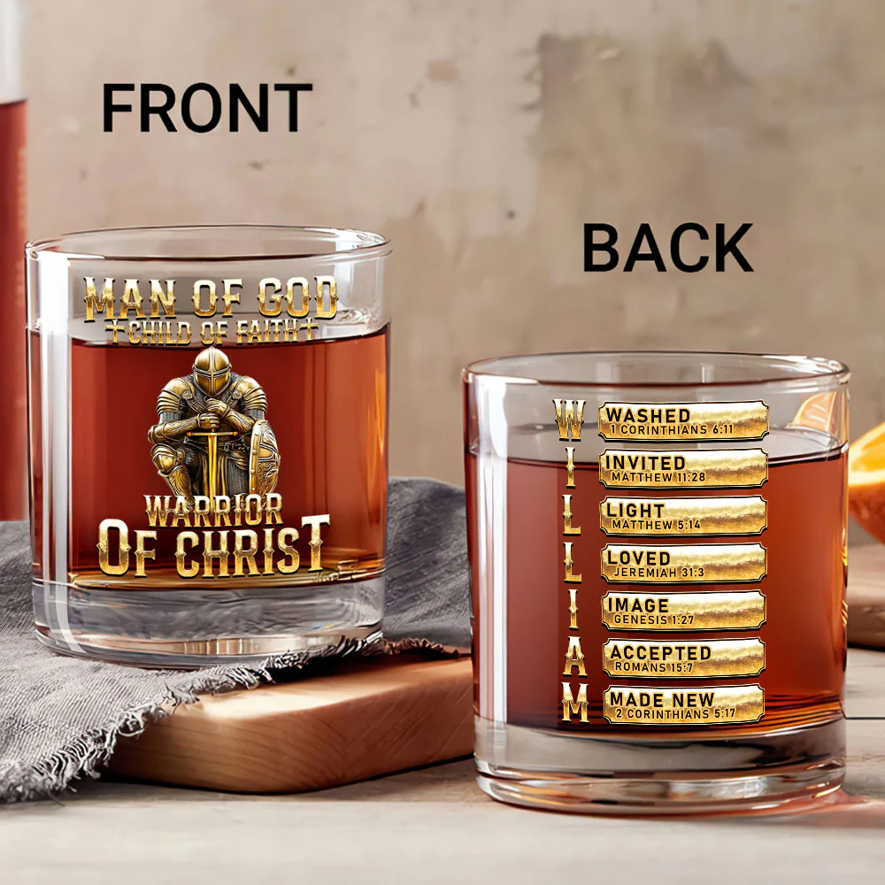 Man Of God Custom Whiskey Glass, Personalized Whiskey Glasses, Gift For Whiskey Lover