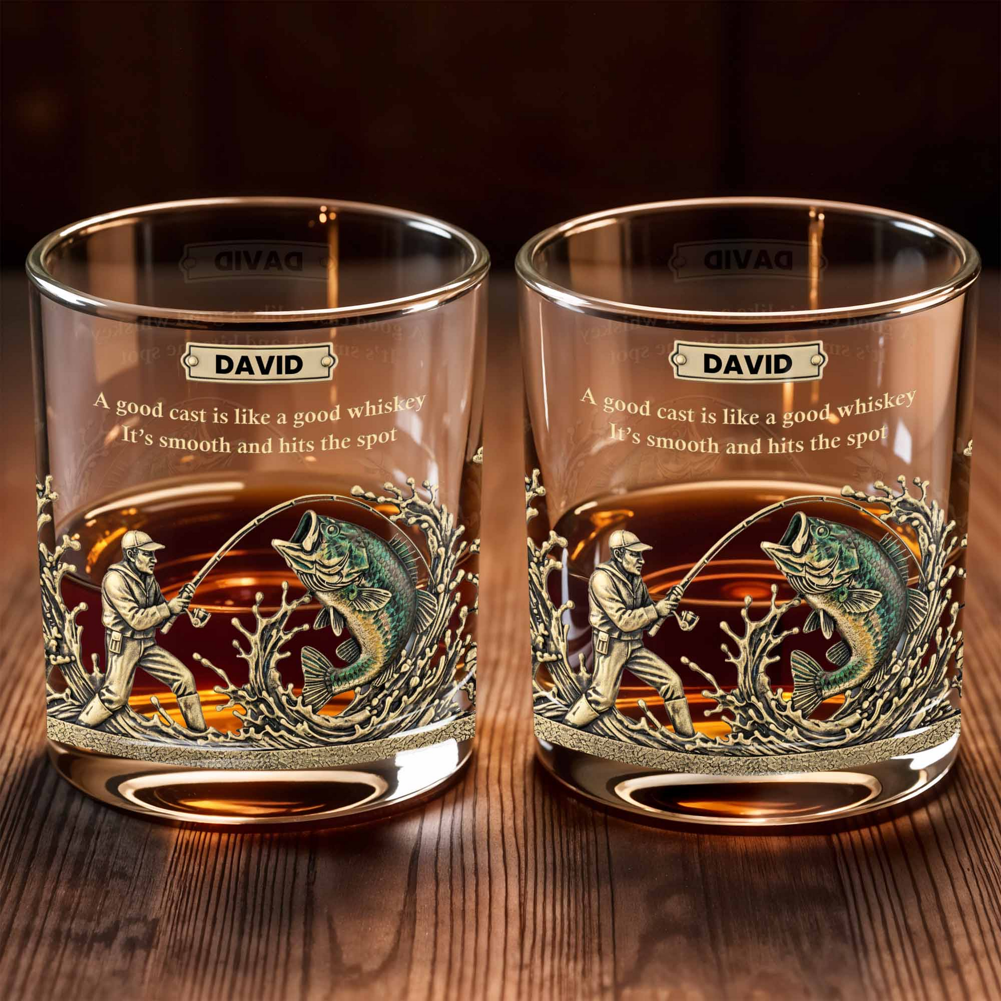 A Good Cast Is Like A Good Whiskey, Custom Name Whiskey Glass, Gift For Dad And Fishing Lovers