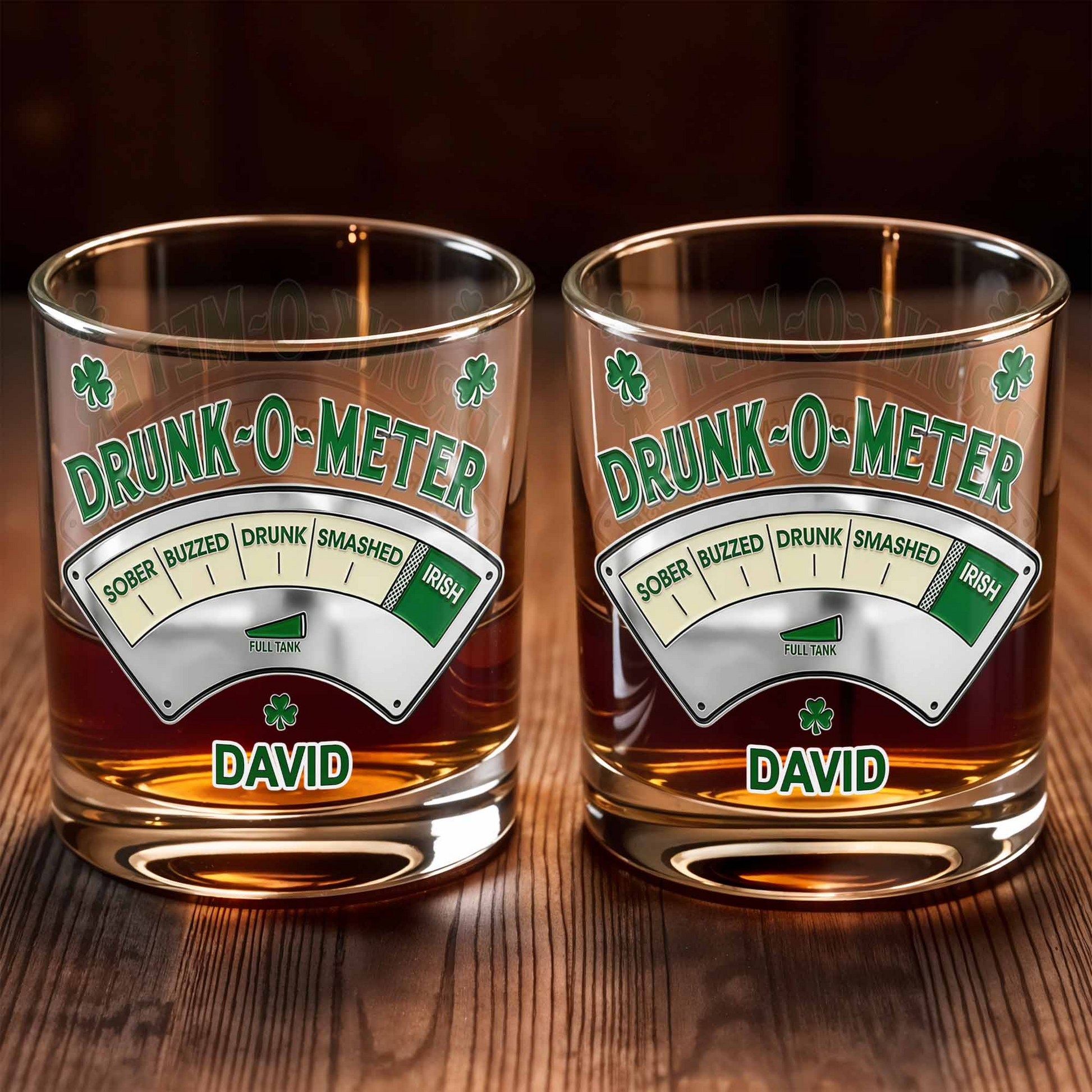 Drunk-O-Meter From Sober To Irish Custom Whiskey Glass, Gift For Party Enthusiasts, Whiskey Enthusiast Gifts