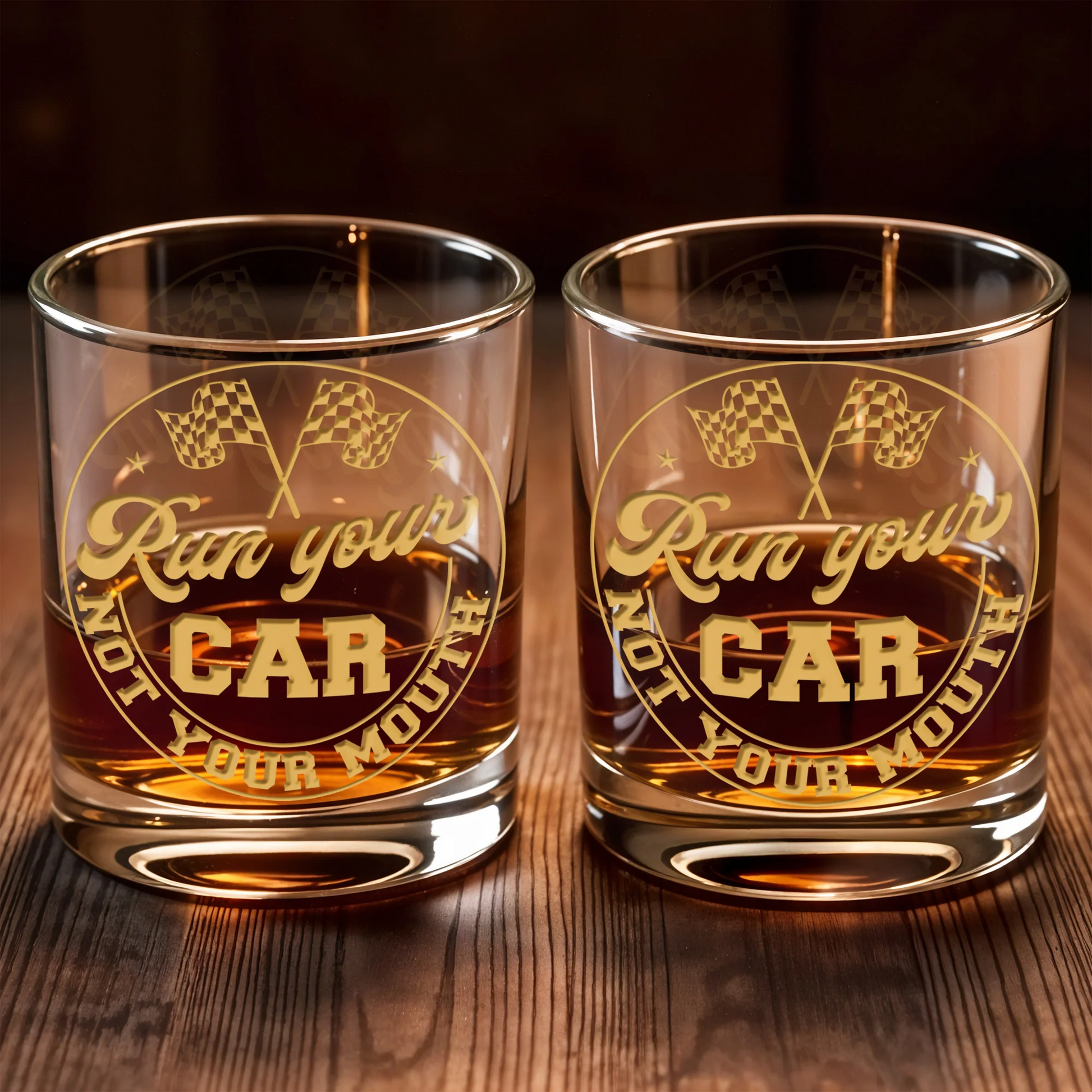 Run Your Car Not Your Mouth Whiskey Glass, Gift For Car Enthusiasts And Racing Fans