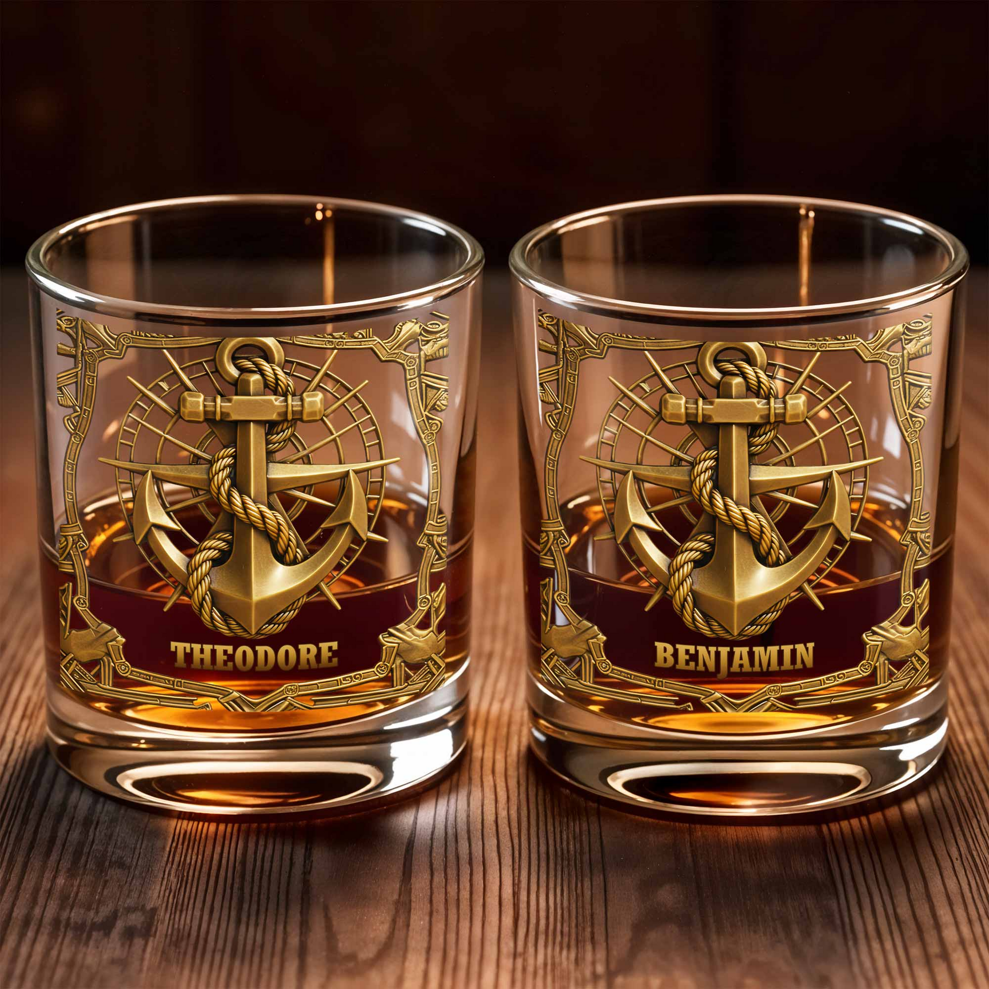 Sail the Seas of Life, Personalized Whiskey Glass, Gift for Sailor Whiskey Enthusiast Gifts
