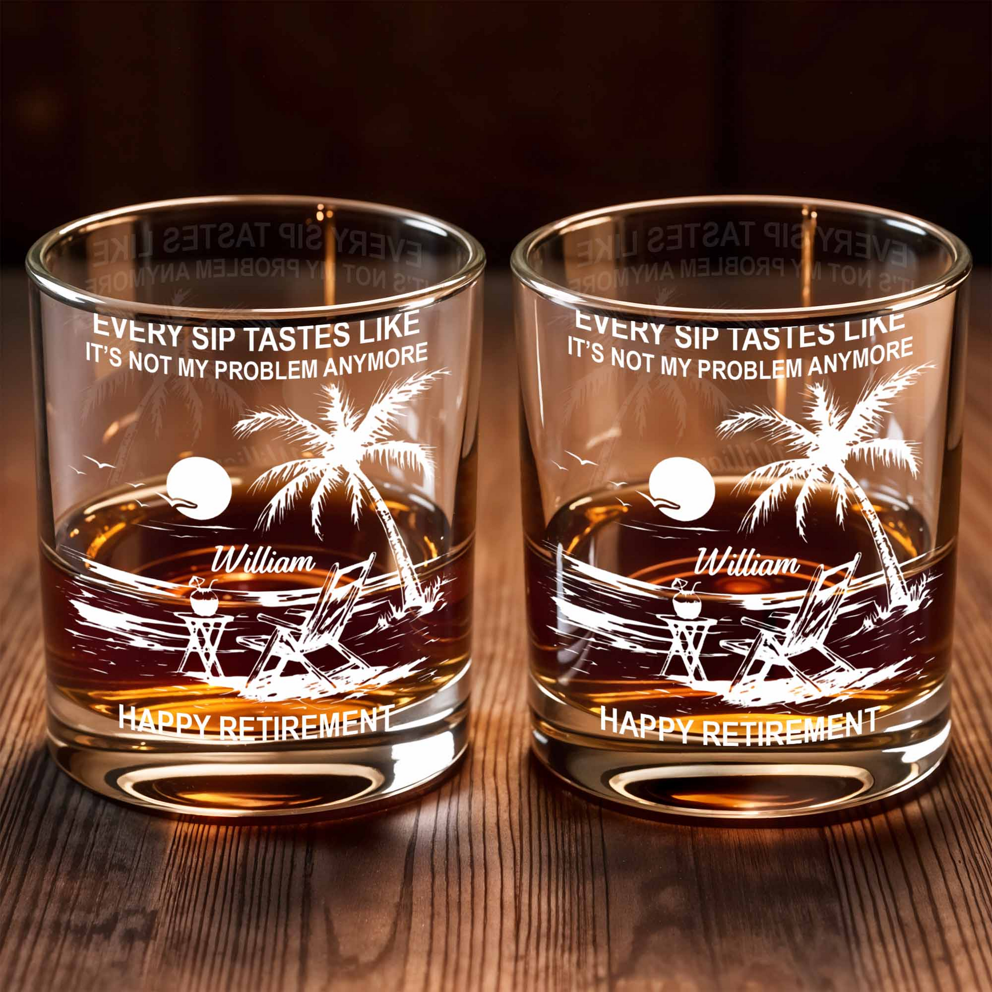 Every Sip Tastes Like Happy Retirement, Custom Name Whiskey Glass, Gift For Retirees