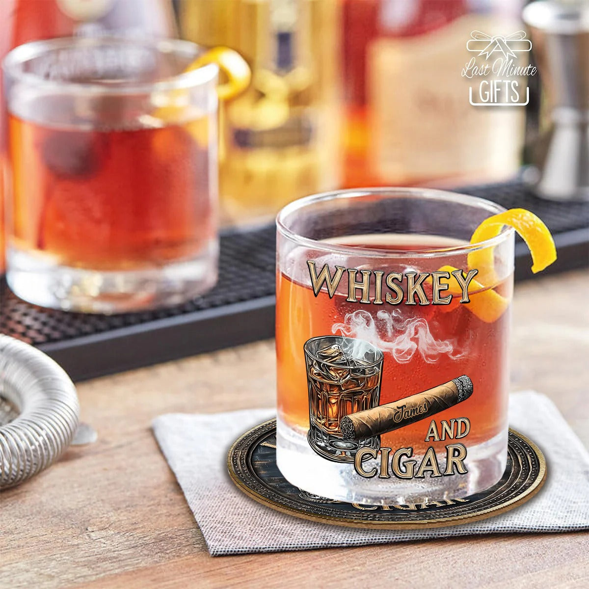 Whiskey And Cigar, Custom Whiskey Glasses For Father